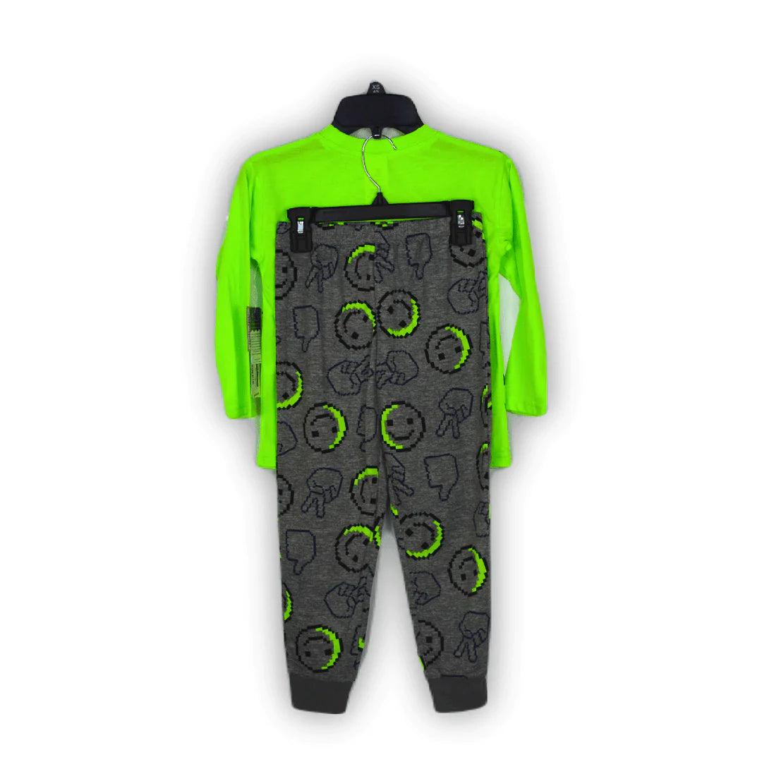 Green Smiley Face Pajama Set (2-Piece) - Soft & Comfortable Sleepwear for Women & Men - Perfect for Lounging, Sleepovers & Relaxing at Home