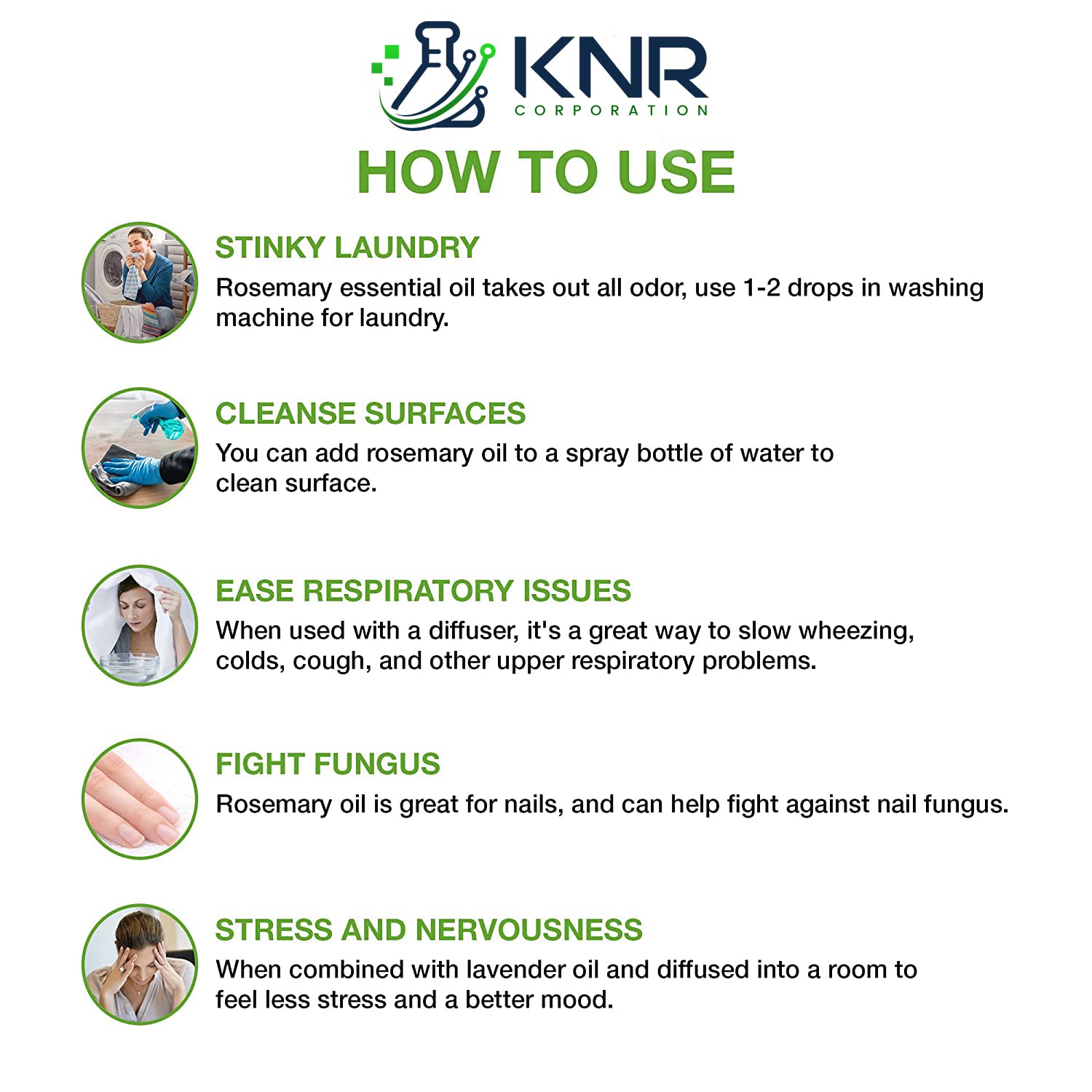 KNR CORPORATION 100% Pure & Natural Rosemary Essential Oil for Hair Growth, Skin Care & Aromatherapy | 15ml Bottle | Promotes Healthy Scalp, Glowing Skin & Relaxation | Perfect for DIY Beauty, Massage & Diffuser Use