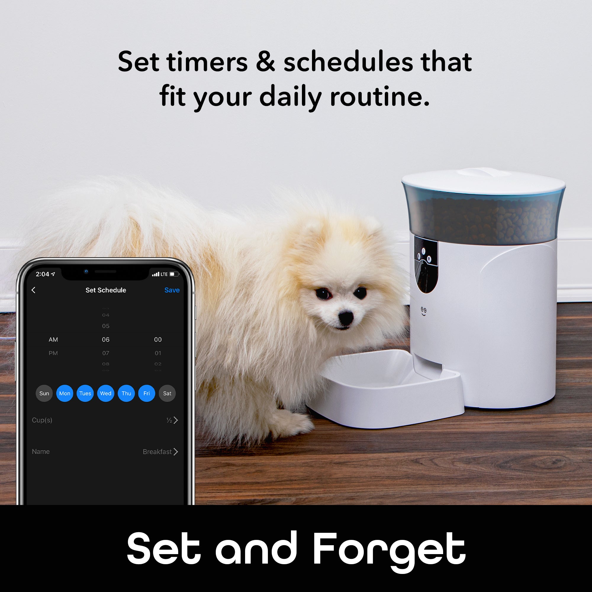 Geeni PetConnect 7L Automatic Cat Dog Feeder with HD Camera - Smart WiFi Pet Food Dispenser for Cats & Dogs - Perfect for Travel, Work, or Busy Pet Owners