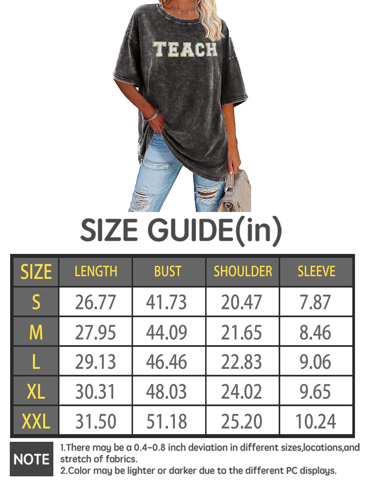 Women's Oversized Teacher T-Shirts - Letter Printed Short Sleeve Tee for Teacher Appreciation Gifts | Comfortable Casual Wear for Classroom, School Events & Teacher Week