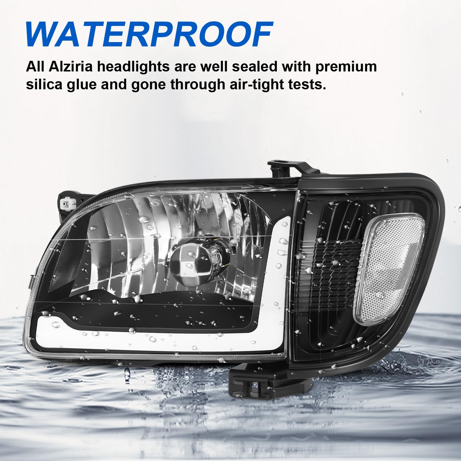 LED Headlight Assembly with Daytime Running Lights - Compatible with 2001-2004 Toyota Tacoma (Bumper & Corner Lights) | Durable Replacement for Improved Night Visibility & Off-Road Driving