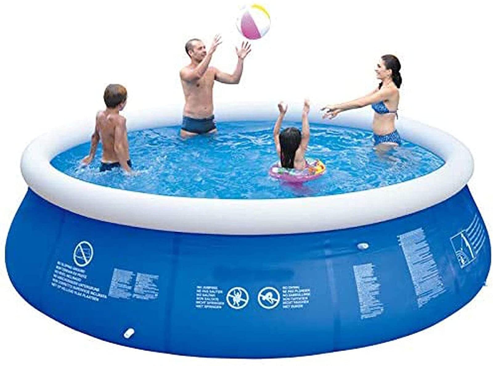 Best Inflatable Above Ground Swimming Pool for Kids & Adults - Large Round Blow Up Outdoor Kiddie Pool (240x76cm, Blue) - Perfect for Backyard, Garden, Summer Water Play & Family Parties