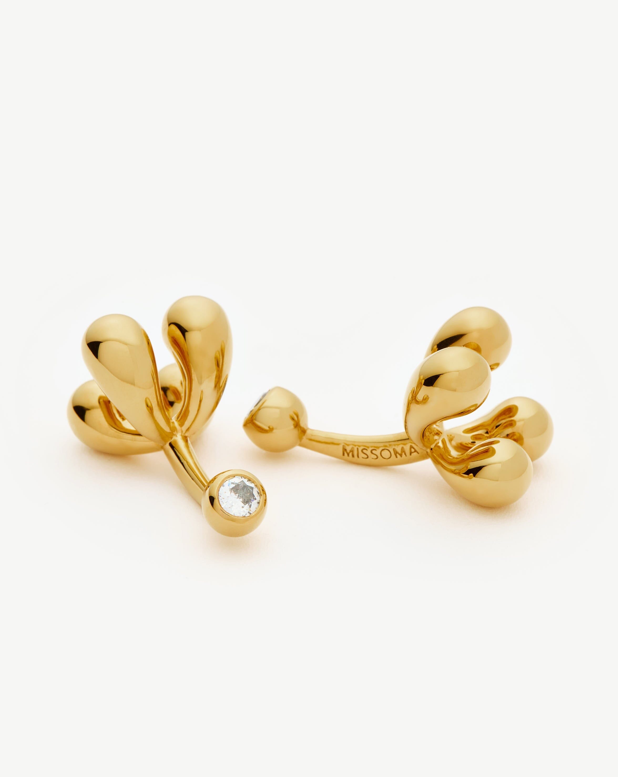 18k Gold Plated Cubic Zirconia Atom Cufflinks - Elegant Science-Themed Dress Accessories for Men, Perfect for Weddings, Business Meetings & Formal Events