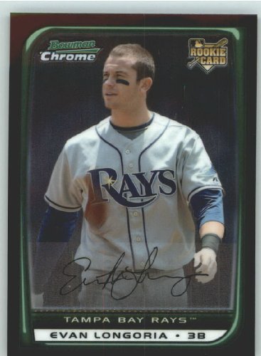 2008 Bowman Draft Chrome Baseball Card #BDP27 Evan Longoria Rookie RC - Tampa Bay Rays MLB Trading Card in Protective Display Case | Collectible Sports Memorabilia for Fans & Investors