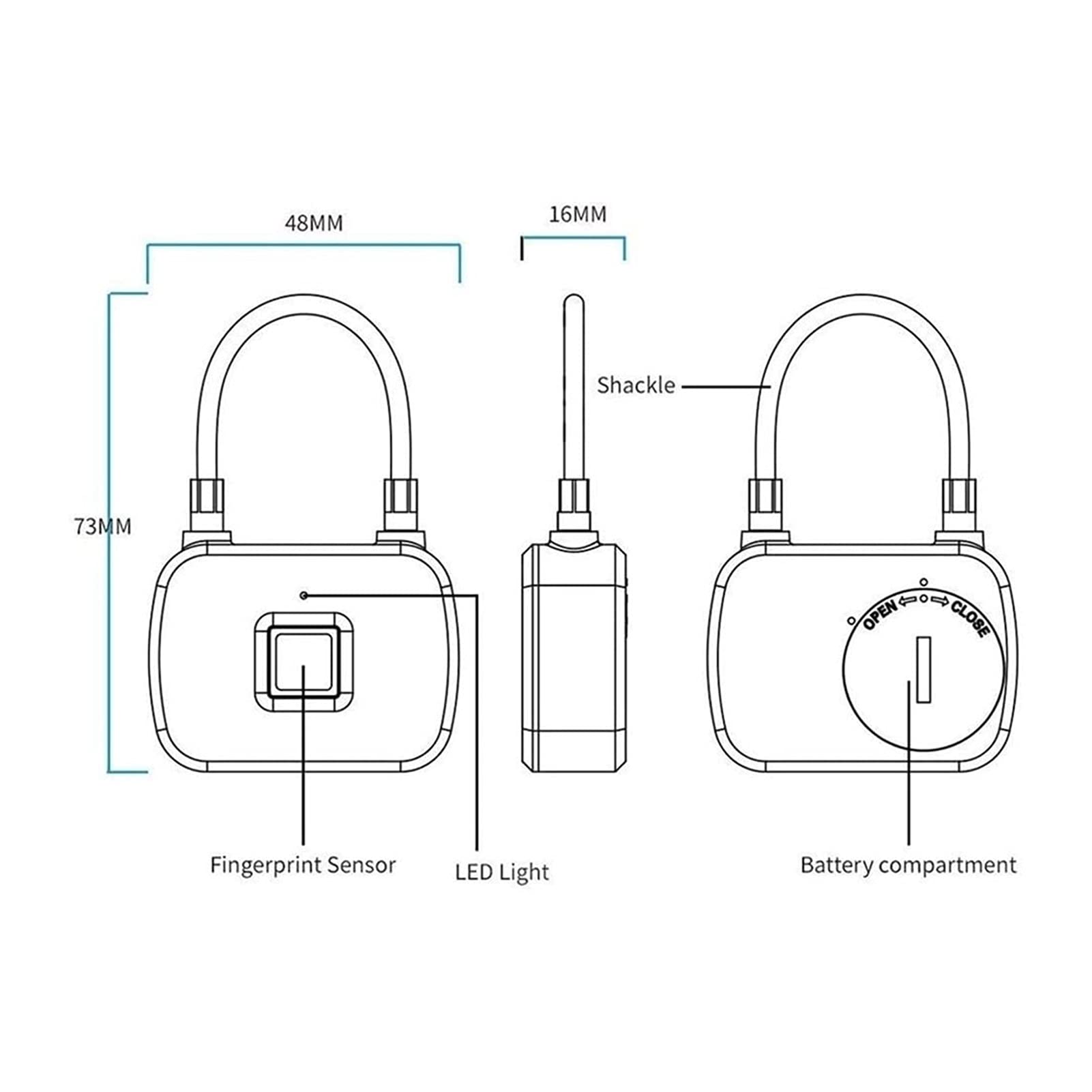 Smart Waterproof Fingerprint Padlock - Keyless Entry Fingerprint Lock for Gym, Door, Luggage, Suitcase, Backpack, Bike & Office | Secure & Convenient for Travel, Home & Outdoor Use