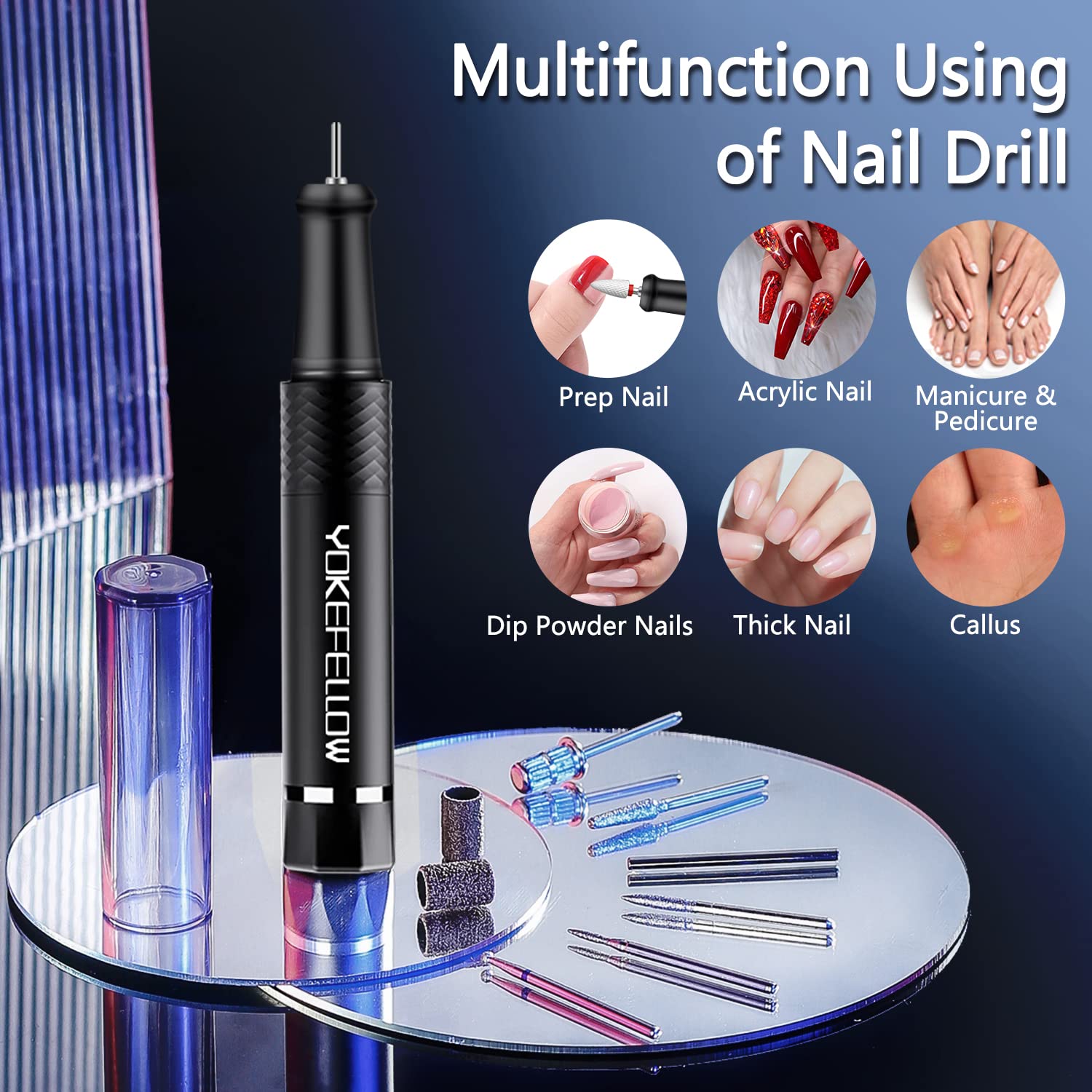 Professional 40000RPM Portable Nail Drill Machine - Electric Nail Engraver for Acrylics, Gel & Glass | Perfect for Salon, Home Manicure & Nail Art Design
