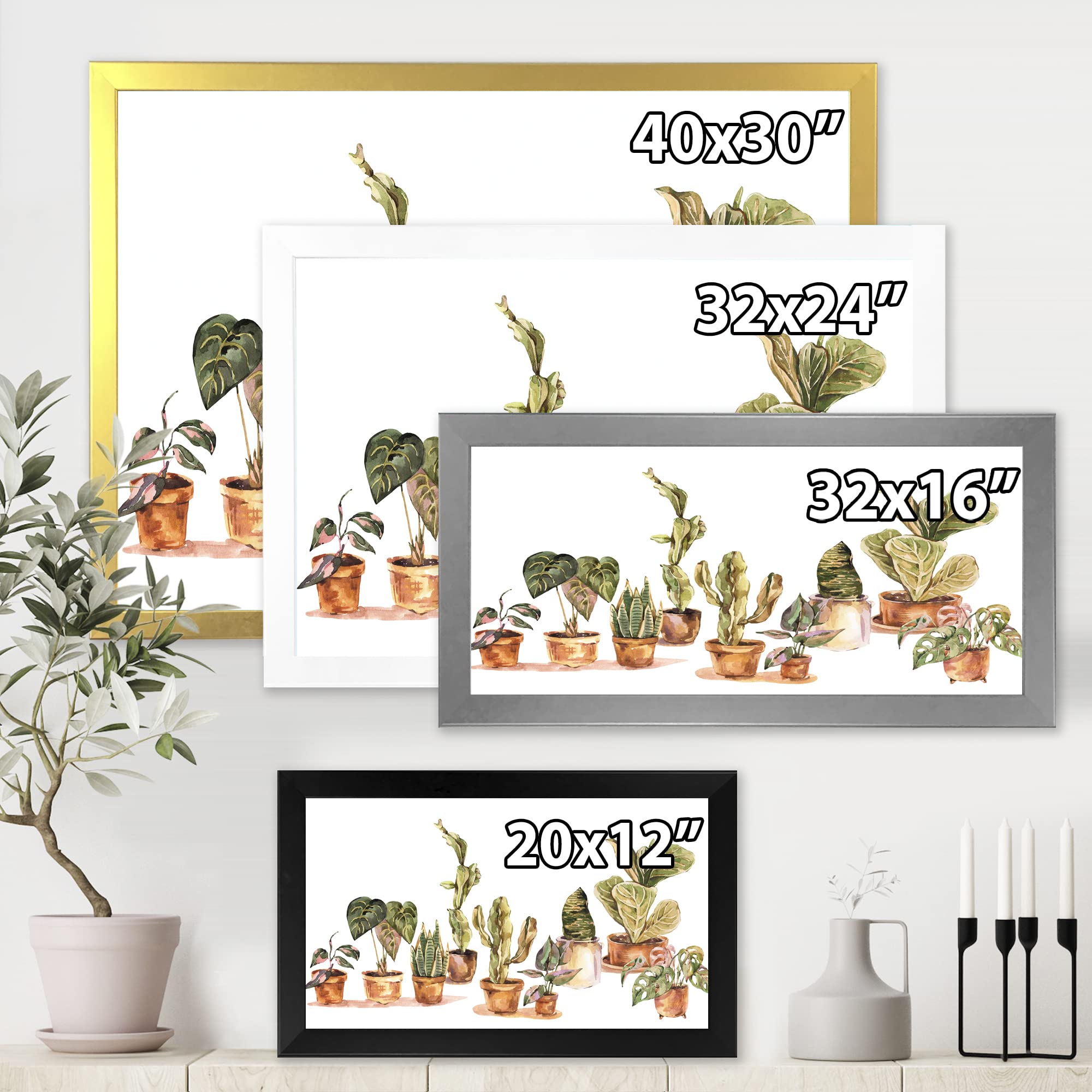 Indoor House Plants Urban Jungle Traditional Framed Wall Art - Perfect for Living Room, Bedroom & Office Decor