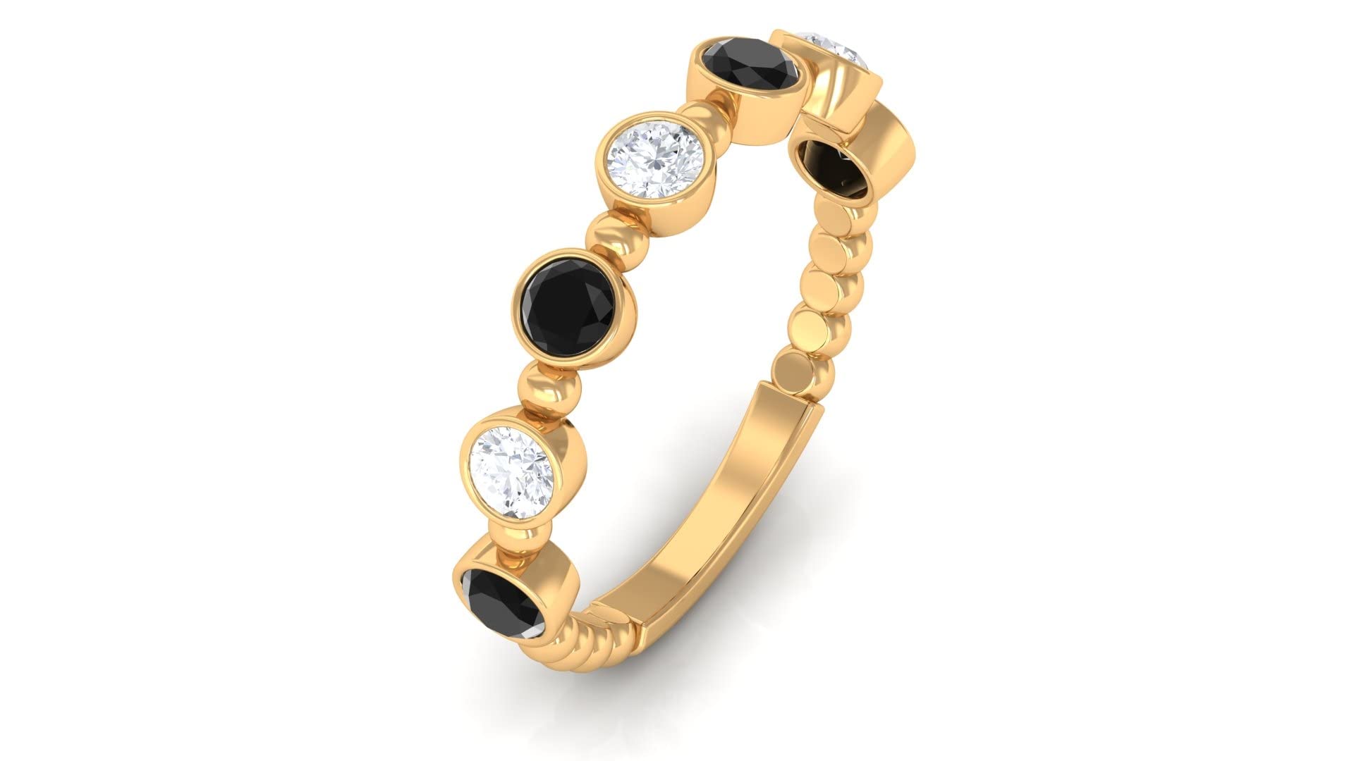 1 CT Lab-Created Black Diamond & Moissanite Ring - Certified Half Eternity Ring for Women in 14K Solid Gold | Wedding, Engagement, Anniversary Gift Idea