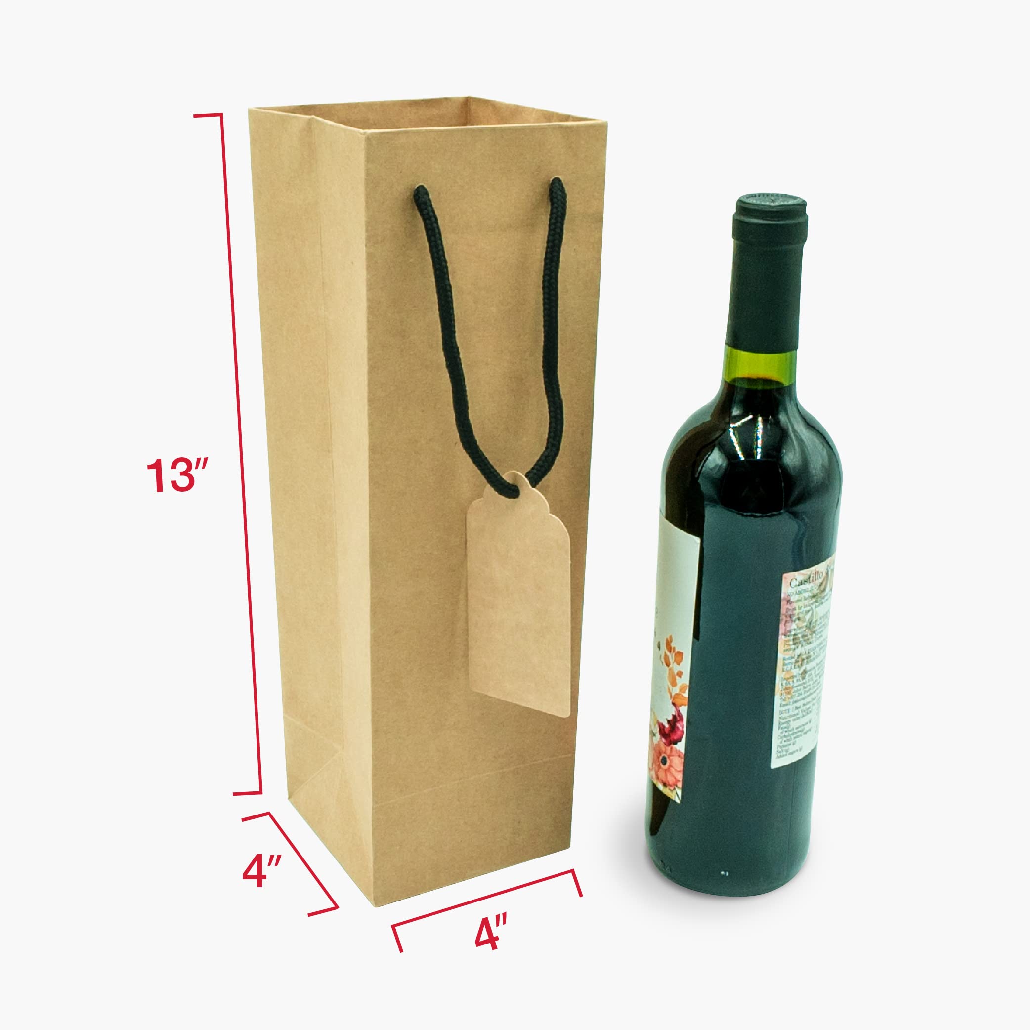 Premium Black Paper Wine Gift Bags Bulk - 4x4x13 Inch (60 Pack) - Elegant Liquor Bottle Bags for Wine, Champagne & Spirits - Perfect for Gifting, Parties, Weddings & Corporate Events - Also Fits Tumblers & Tall Bottles