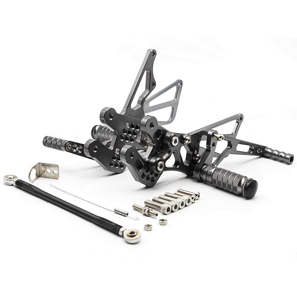 Adjustable CNC GSXR1000 07-08 Motorcycle Rearset Foot Pegs - Compatible with Suzuki GSX-R1000 2007-2008 Models - High Performance Footrests for Racing & Street Riding - Perfect for Track Days & Custom Bike Builds