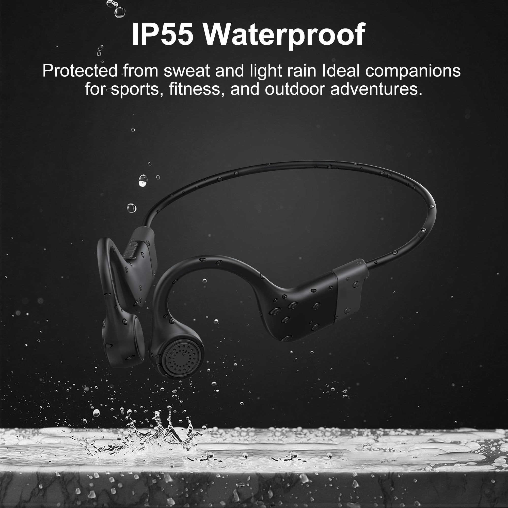 Hanmer Bone Conduction Headphones - Open-Ear Bluetooth Wireless Sport Headphones with Built-in Mic, IPX8 Waterproof for Running, Cycling, Hiking & Workout | Perfect for Outdoor Activities & Gym Training