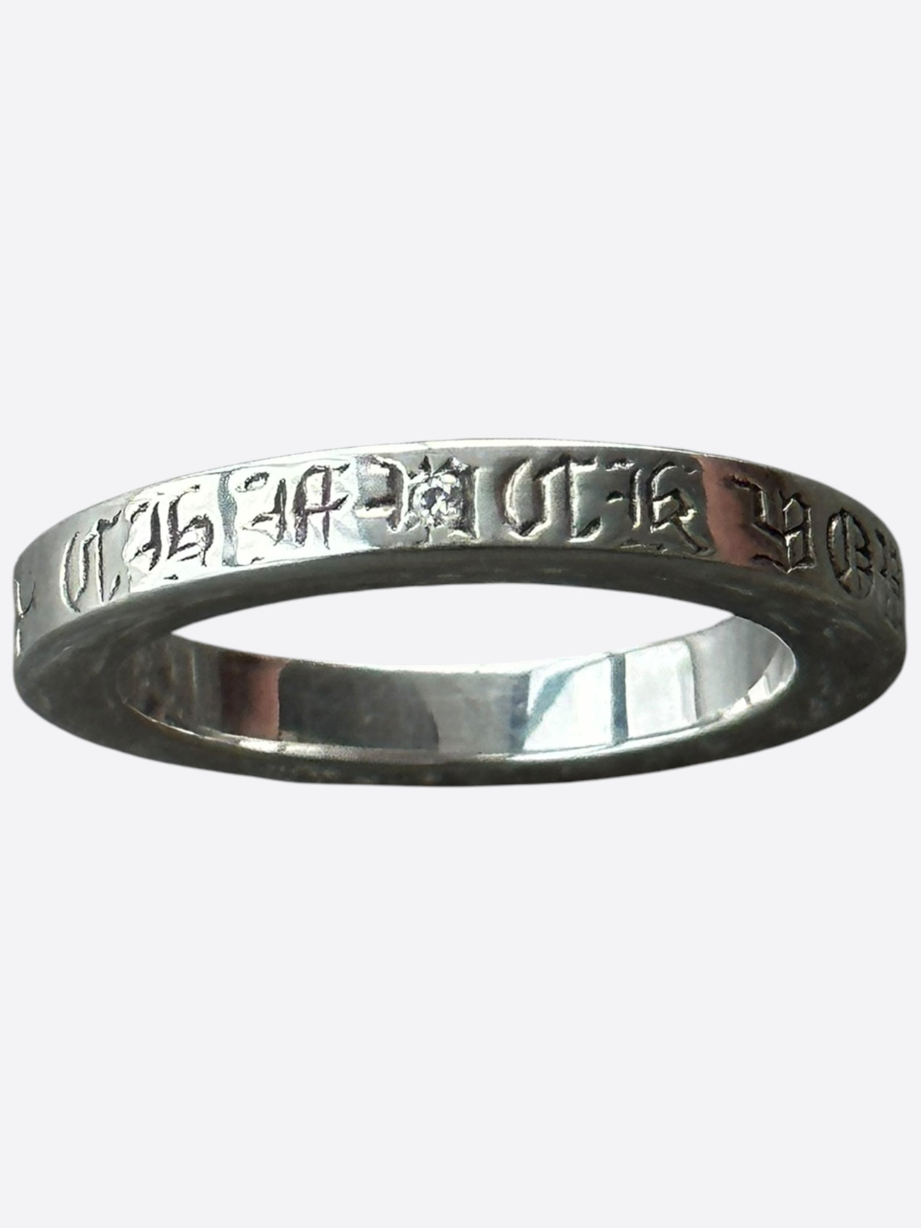 Chrome Hearts Sterling Silver & Diamond Thin Spacer Ring for Women - Elegant Stackable Band for Everyday Wear, Gift Giving & Special Occasions