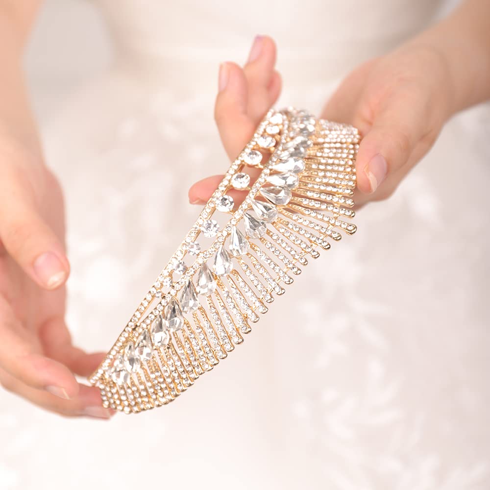JWICOS Crystal Tiara Crown for Women - Elegant Bridal Wedding Headpiece, Princess Hair Accessory for Brides & Girls | Perfect for Weddings, Prom, Pageants & Special Occasions