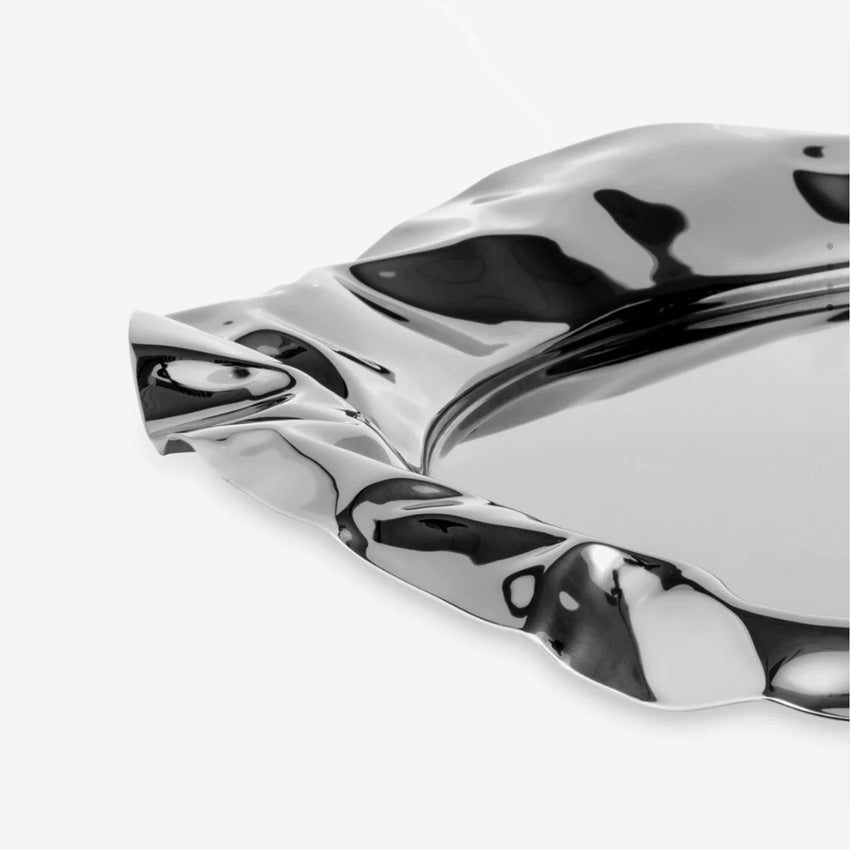 Alessi Foix Round Tray - Stainless Steel Serving Tray with Mirror Finish for Dining, Kitchen, and Home Decor | Elegant Entertaining & Display Accessory