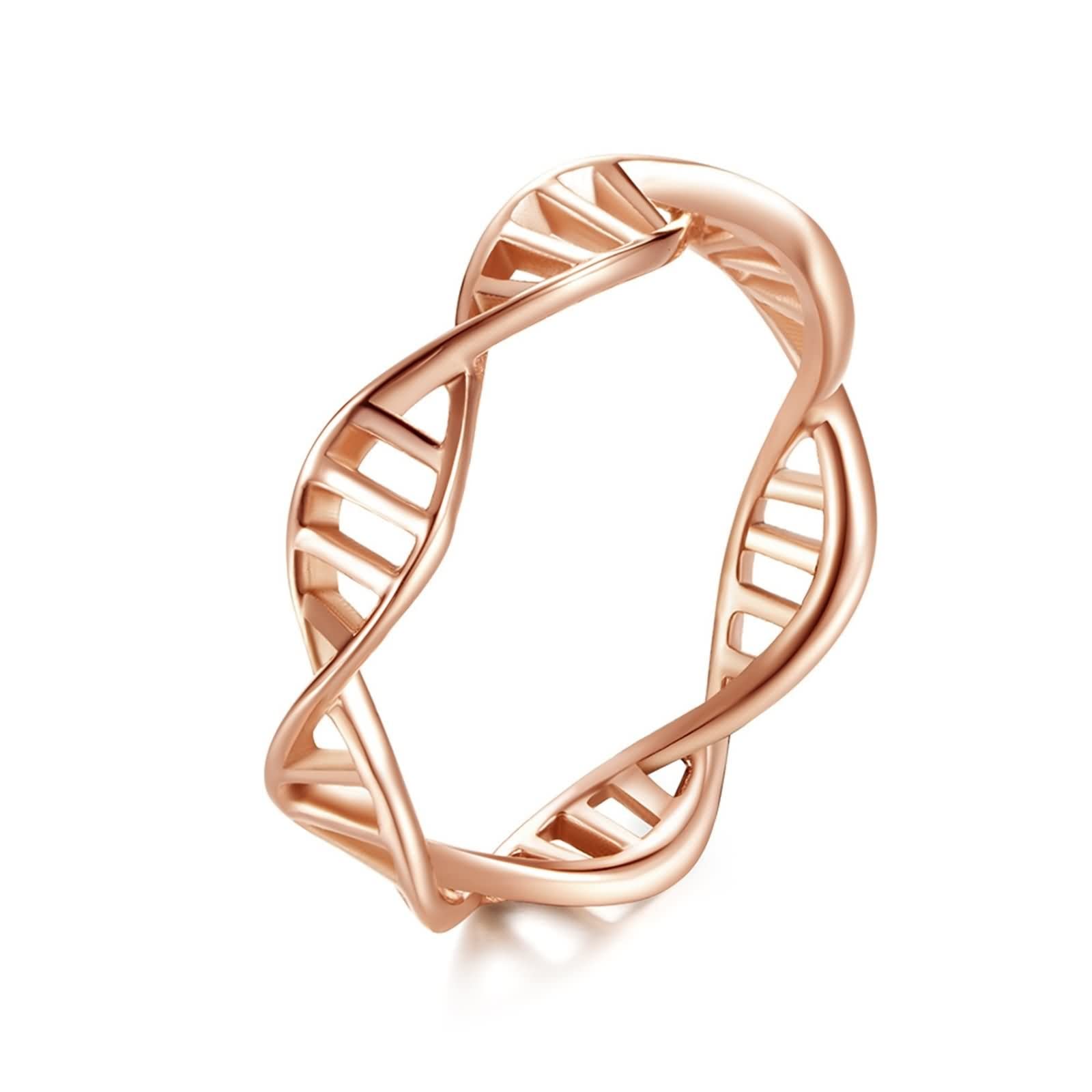 Stylish Stainless Steel DNA Double Helix Ring for Women & Men - Rose Gold Punk Comfort Fit Band Jewelry - Perfect for Gifts, Weddings, Anniversaries & Everyday Fashion