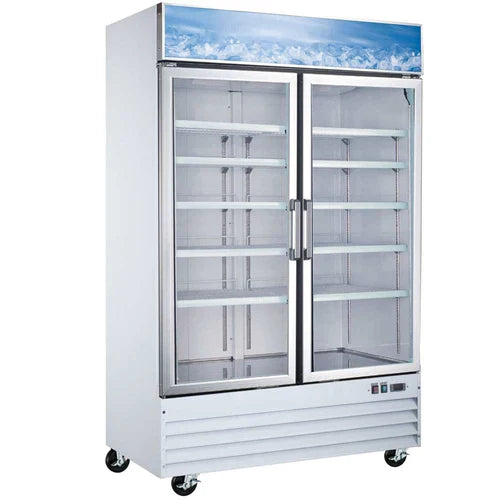Commercial White Double Glass Door Merchandiser Freezer 53