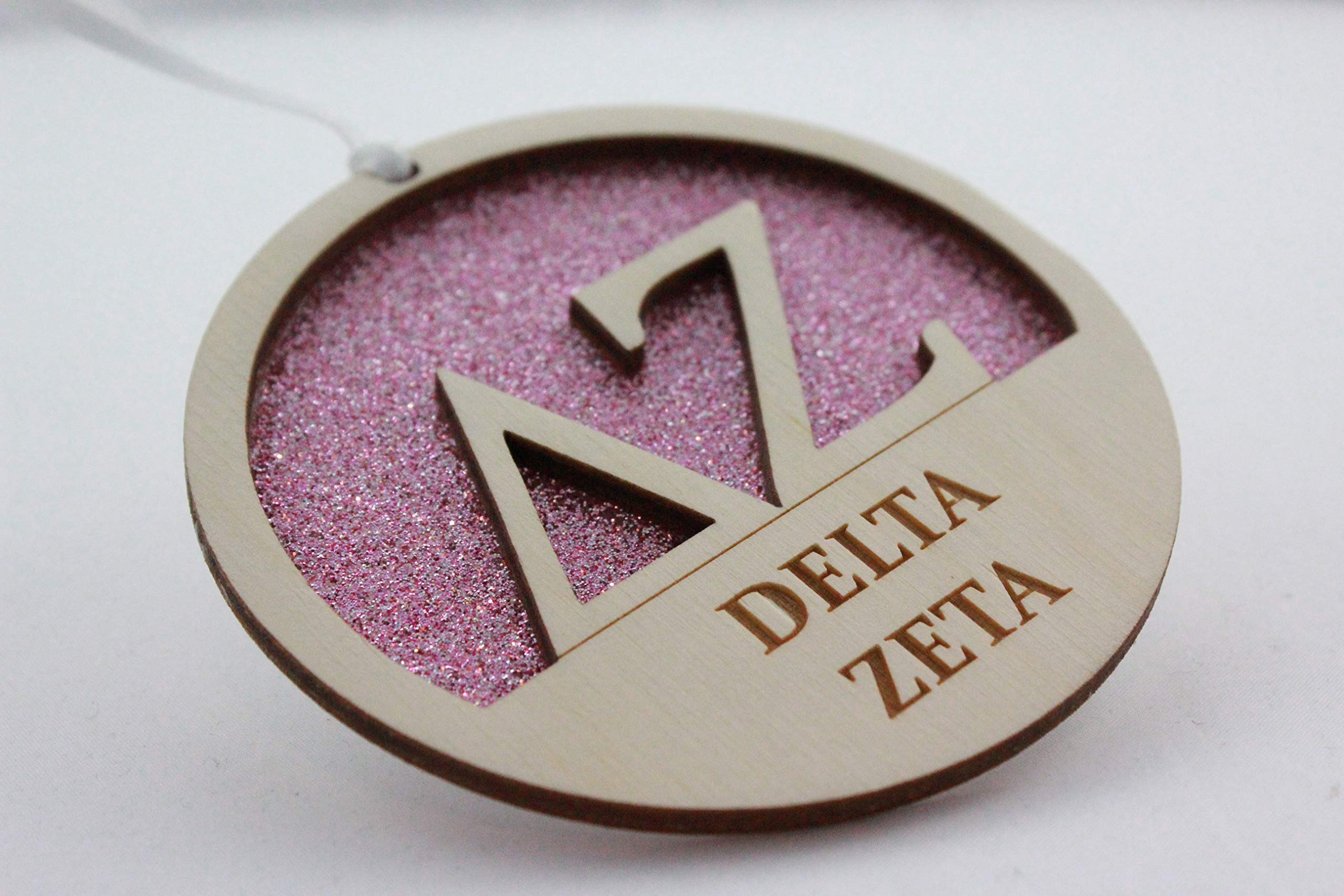 Delta Zeta Greek Letter Ornament - 3 Inch Round Laser Carved Wooden Keepsake - Perfect for Sorority Gifts, Dorm Decor, and Greek Life Celebrations