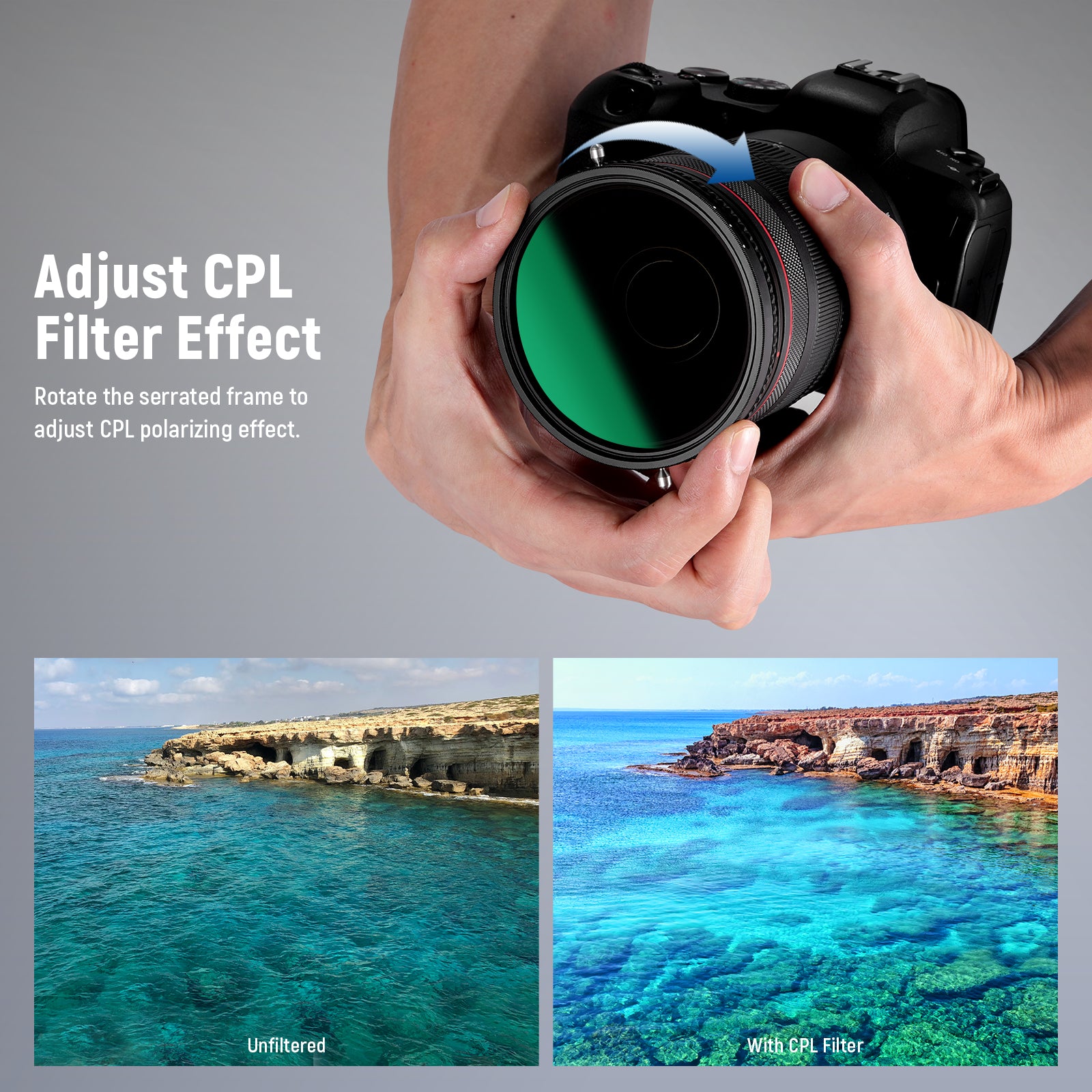 NEEWER 2-in-1 Variable ND Filter (ND2-ND32) & CPL Filter for DSLR Cameras - Perfect for Photography and Videography in Bright Conditions