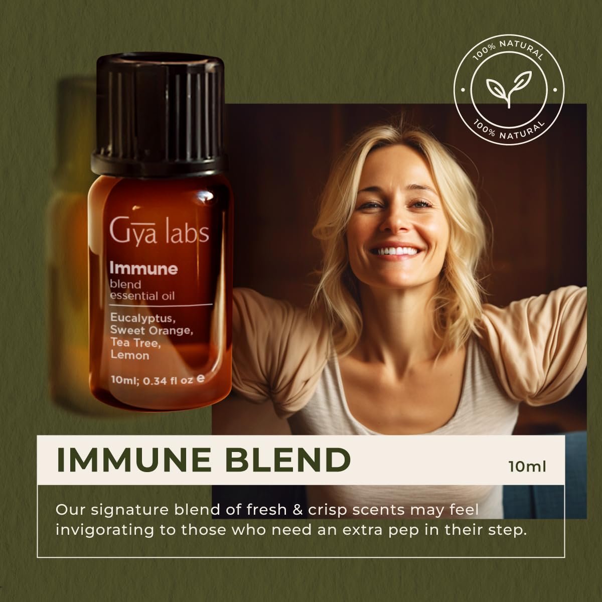 Gya Labs Immune Support Essential Oil Blend - Thieves Oil for Diffuser, Aromatherapy & Wellness (0.34 Fl Oz) | Natural Cleansing & Invigorating Scent for Home, Office & Yoga Studio