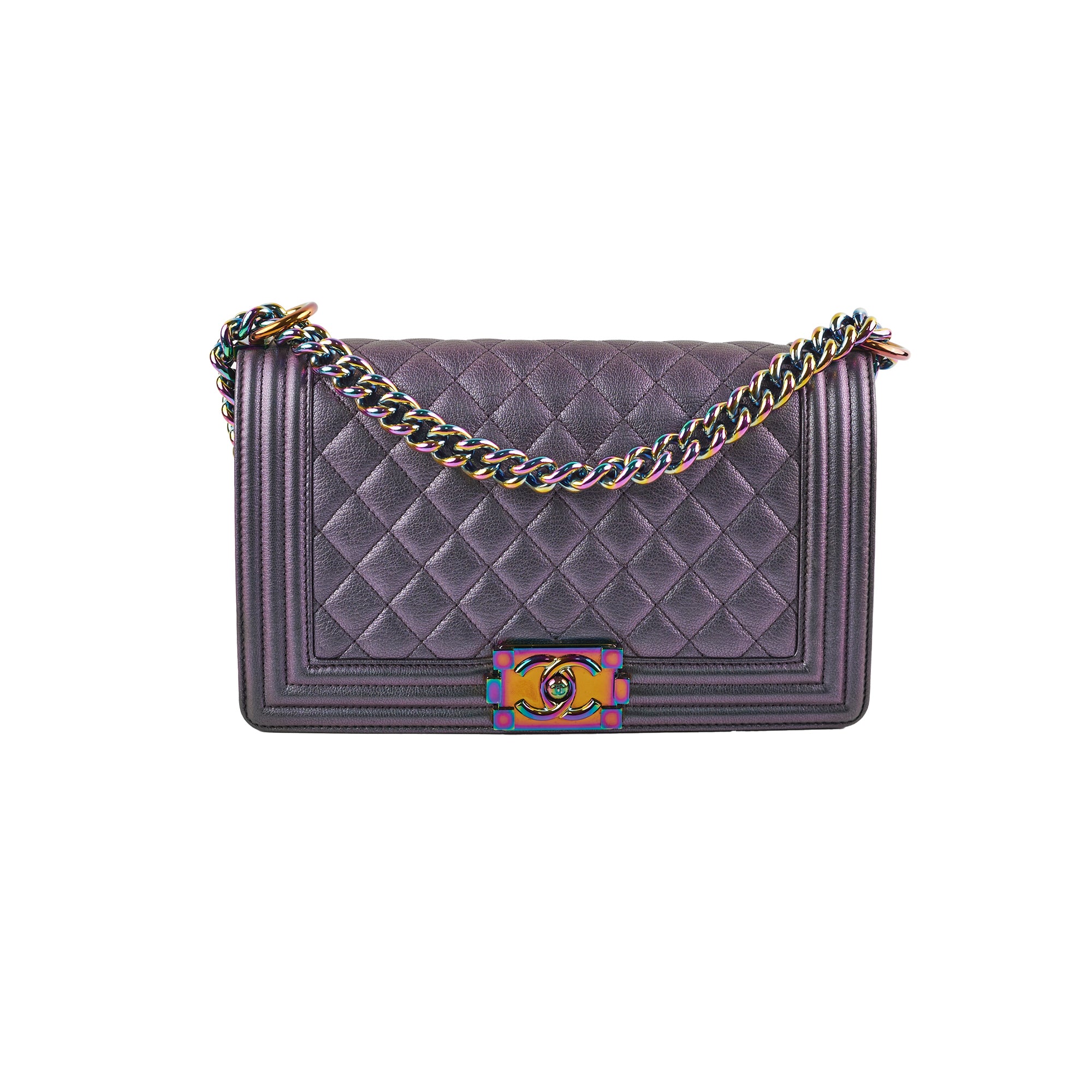 Chanel Old Mermaid Medium Boy Iridescent Leather Shoulder Bag - Luxury Designer Handbag for Women, Perfect for Evening Parties & Special Occasions
