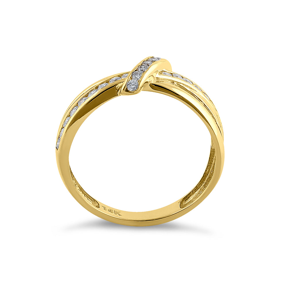 14K Yellow Gold Diamond Twist Ring - 0.47 Carat Round Cut Solitaire Engagement Ring for Women, Perfect for Proposals, Anniversaries & Special Occasions