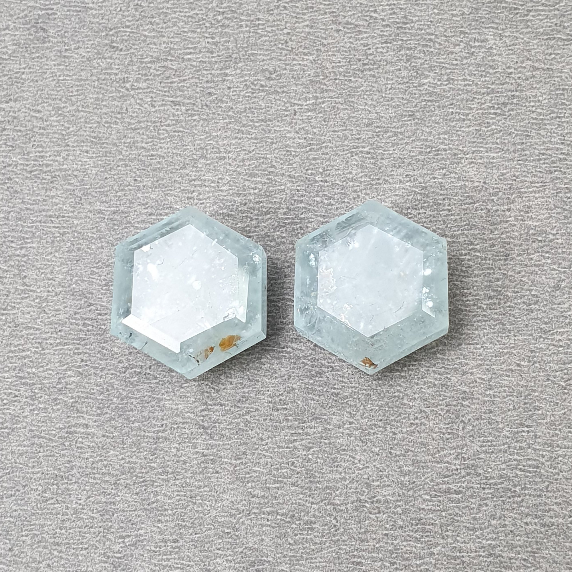 Natural Untreated Milky Aquamarine Gemstone - 50.00cts Hexagon Cut (19x17mm) Pair for Jewelry Making, Engagement Rings & Healing Crystals