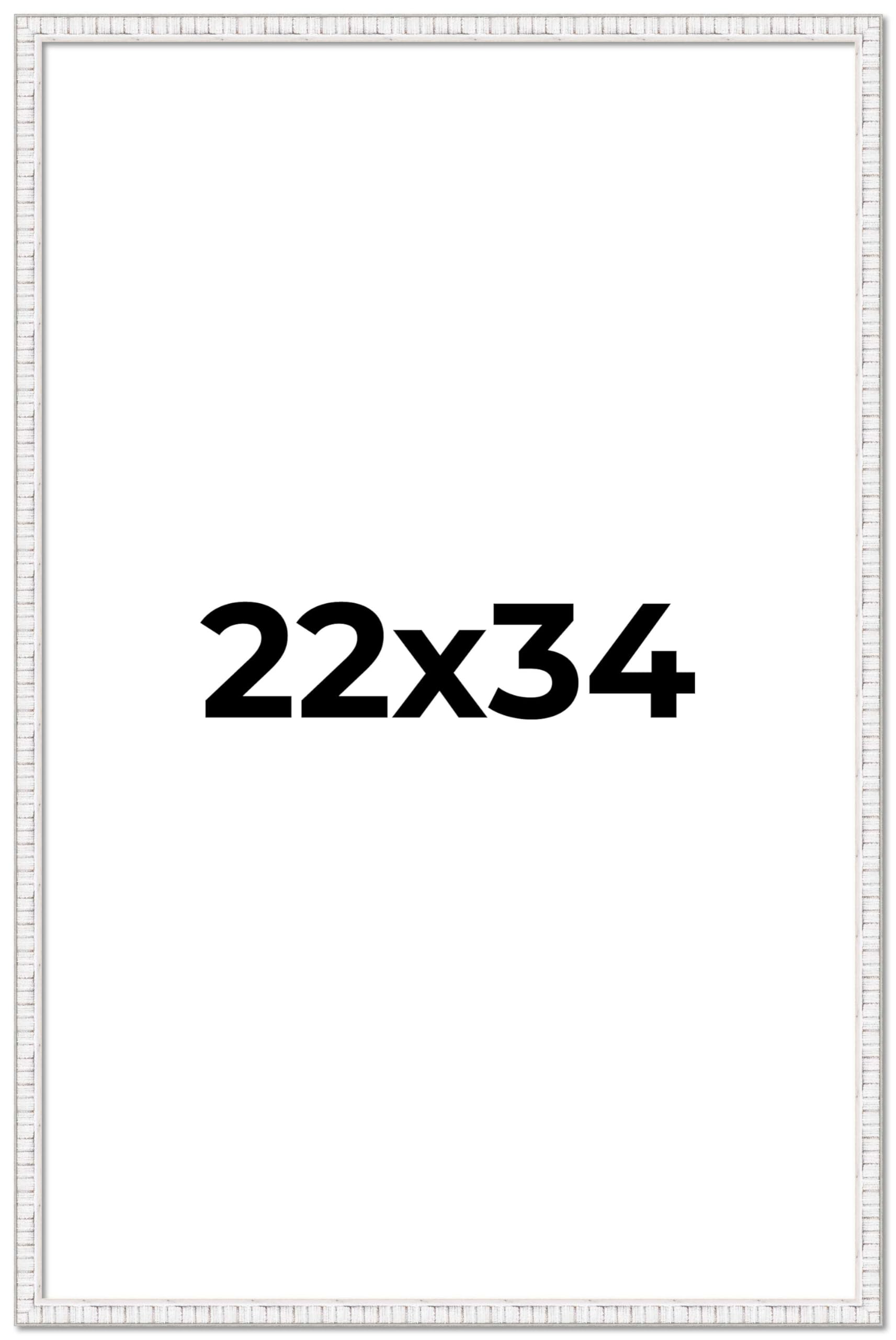 22x34 Inch Distressed White Solid Wood Picture Frame - 0.75
