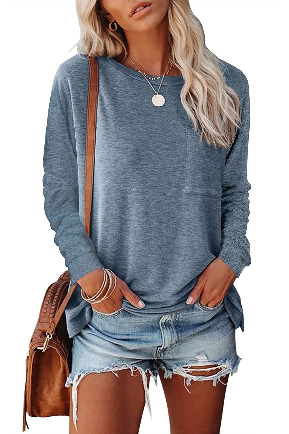 SMENG Women's Long Sleeve Lightweight Flowy Blouse - Comfortable Casual Tops for Spring & Fall 2023 Fashion - Perfect for Office, Date Night & Weekend Outings
