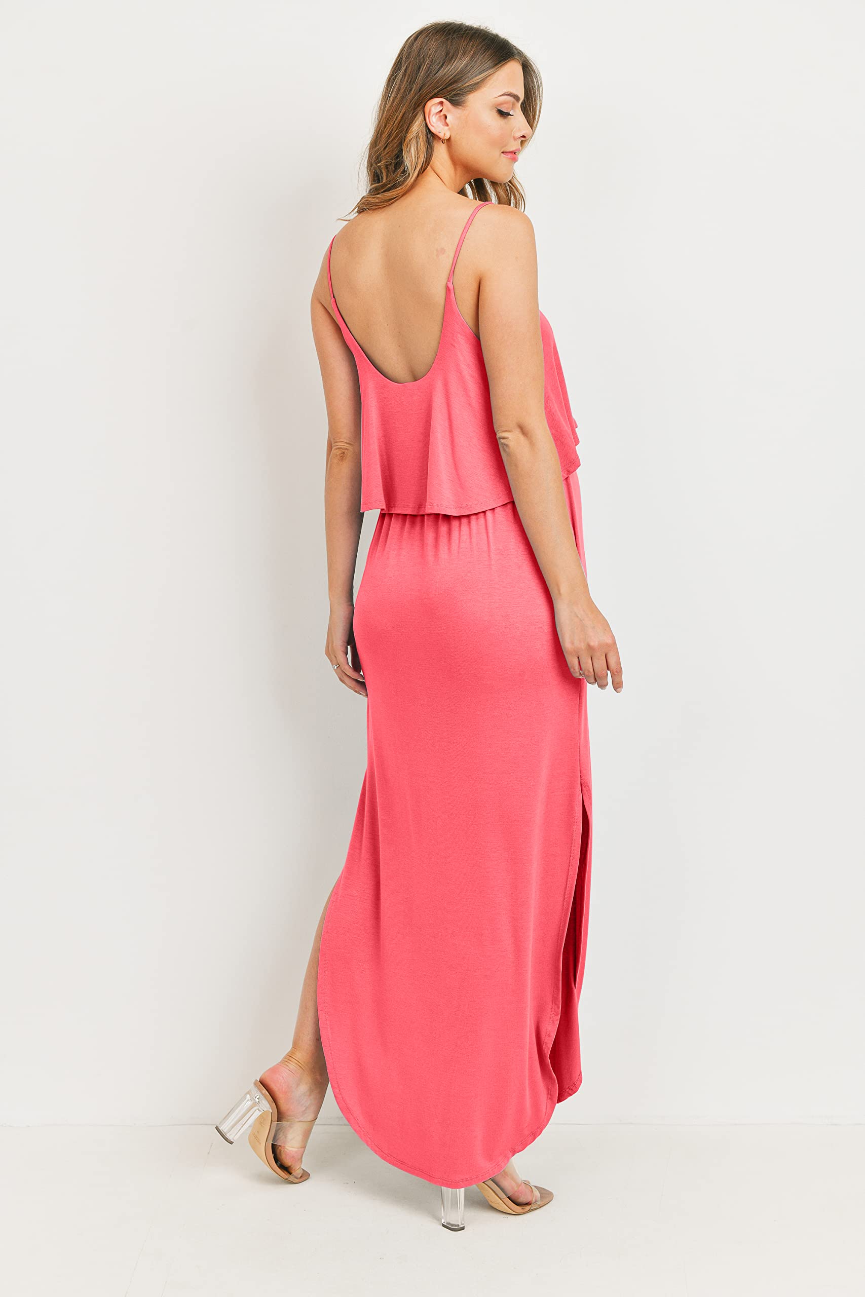 LaClef Women's Maternity Sleeveless Nursing Maxi Dress with Pockets - Comfortable Breastfeeding Dress for Pregnancy & Postpartum - Perfect for Summer, Beach, Travel & Casual Wear