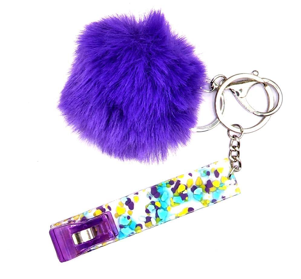 Cherry Bomb Acrylic Nails Debit & Credit Card Grabber - Cute Pom Pom Keychain Gripper Clip for Women with Long Nails | Perfect for Wallet Accessories, Keychains & Easy Card Retrieval