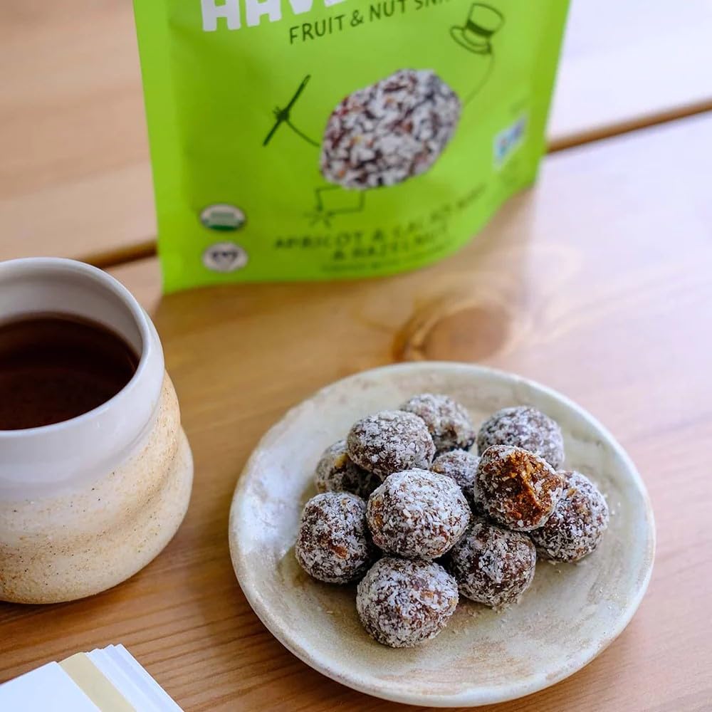 Organic Sunny Fruit Apricot Cacao Hazelnut Energy Balls - 6 Pack (9 Balls per Bag) | 100% Raw Vegan Gluten-Free Snacks | No Added Sugar, Kosher Certified | Perfect for Hiking, Office Snacks & Healthy On-the-Go Nutrition