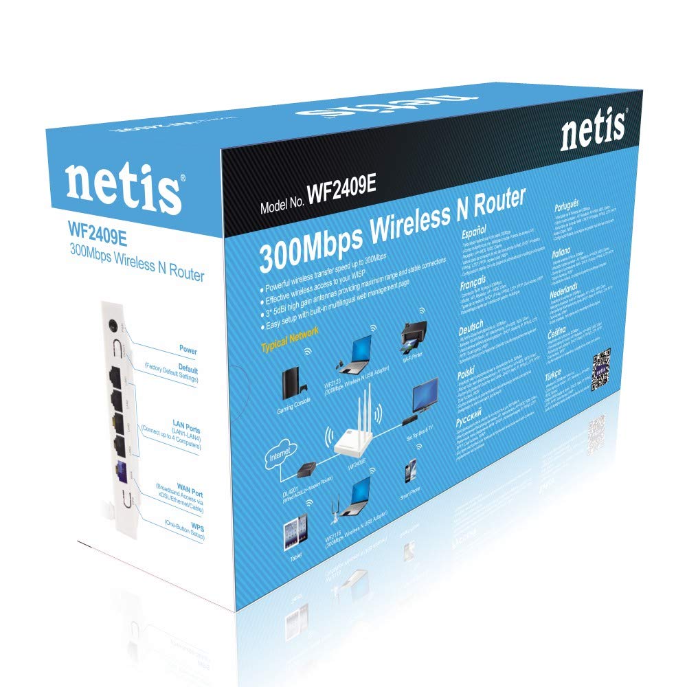 Netis WF2409E 300Mbps High-Speed Wireless N Router with 3x5dBi Antennas - Secure WiFi for Home & Office | Parental Controls | Compatible with Computers, Smartphones & Smart Devices (Ideal for Streaming, Gaming & Smart Home)