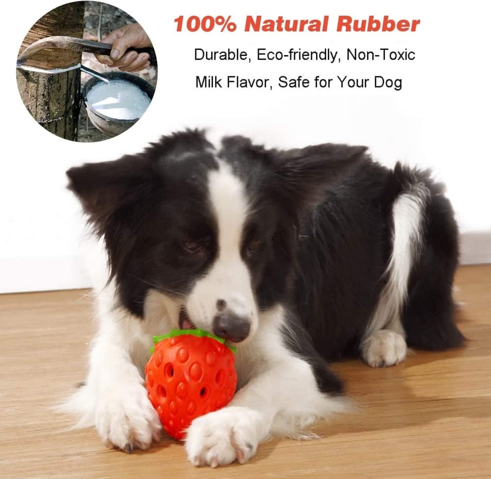 Durable Strawberry-Shaped Dog Chew Toys for Aggressive Chewers - Interactive Puppy Teething Toys for Medium & Large Dogs - Training, Teeth Cleaning & Playtime Fun - Perfect for Indoor & Outdoor Use