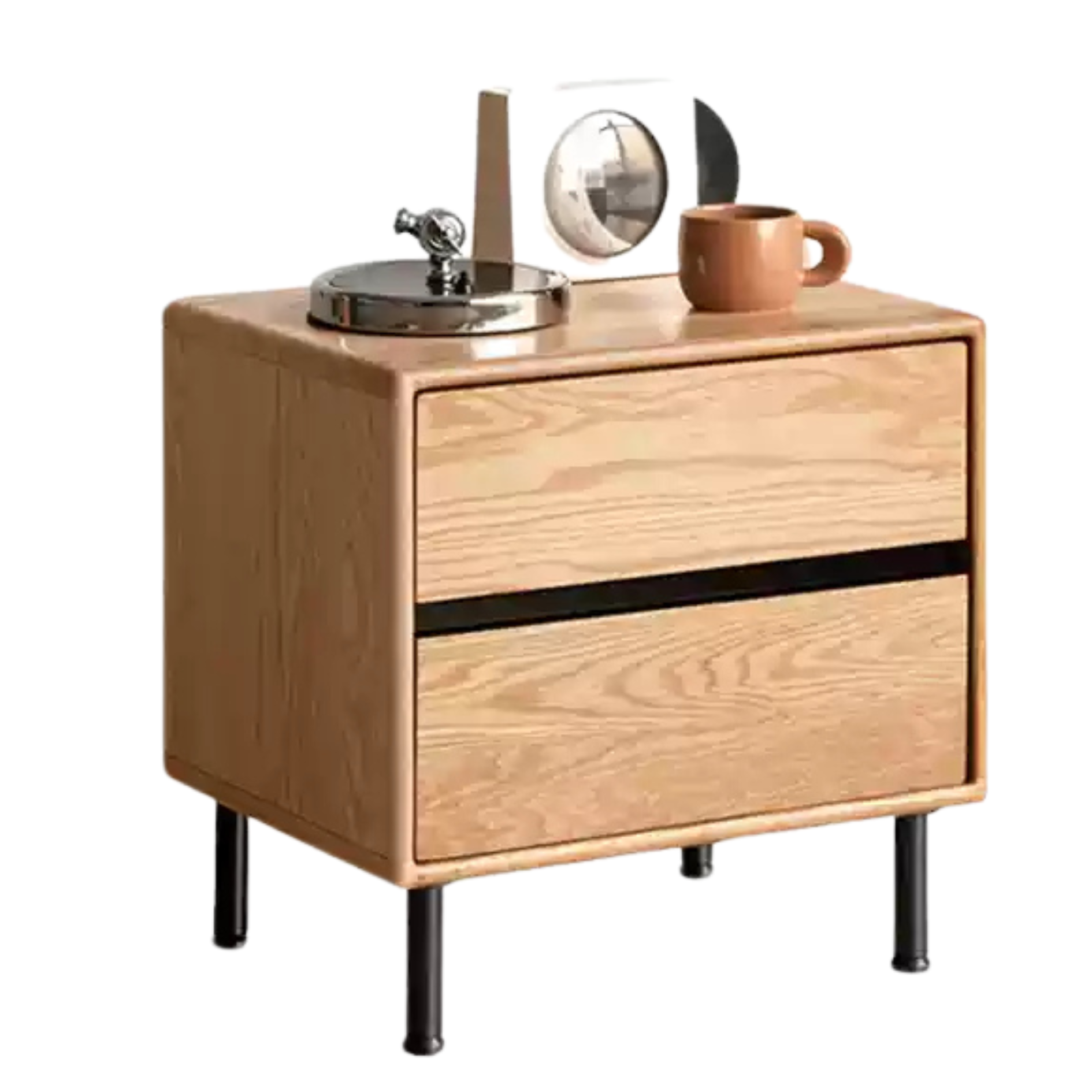 Solid Oak Wood Nightstand - Sturdy Bedside Table with Drawer for Bedroom, Living Room & Office - Perfect for Storage & Decor