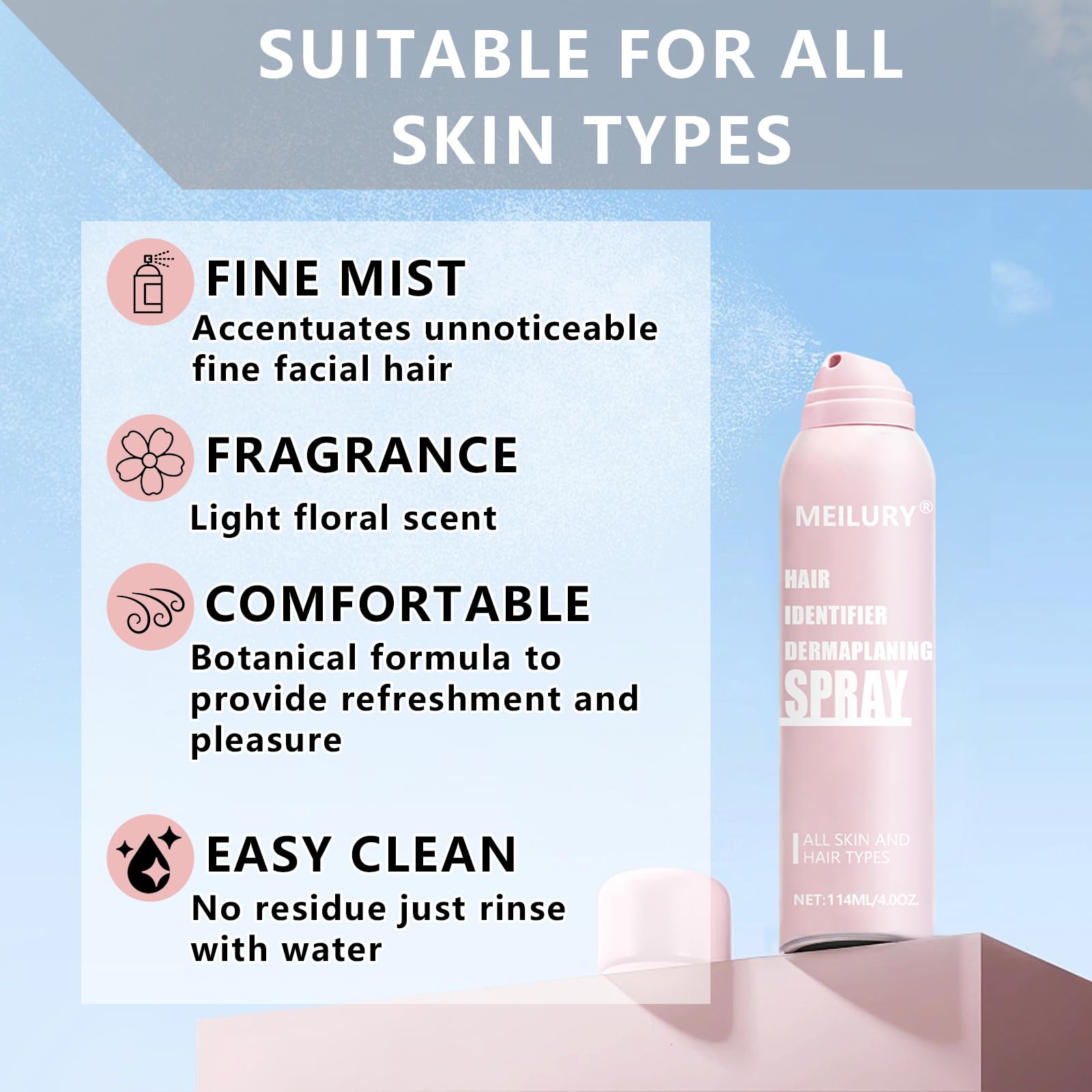 Best Hair Identifier Spray for Face Shaving - Skin & Facial Hair Detection Spray with Razor Set - Women's Dermaplaning Kit for Smooth Skin | Perfect for At-Home Hair Removal & Pre-Makeup Prep