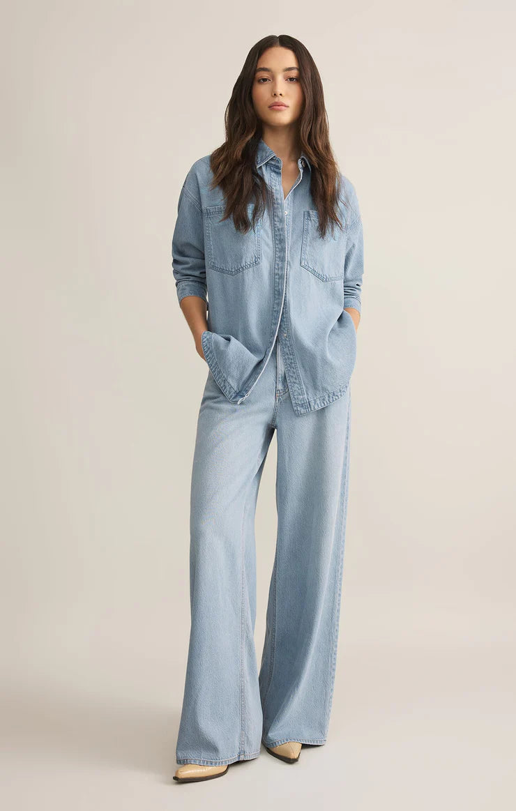 Z Supply All Day Luxe Soft Denim Jacket for Women - Lightweight Comfortable Denim Jacket with Stretch, Perfect for Casual Outfits & Layering in Spring/Fall