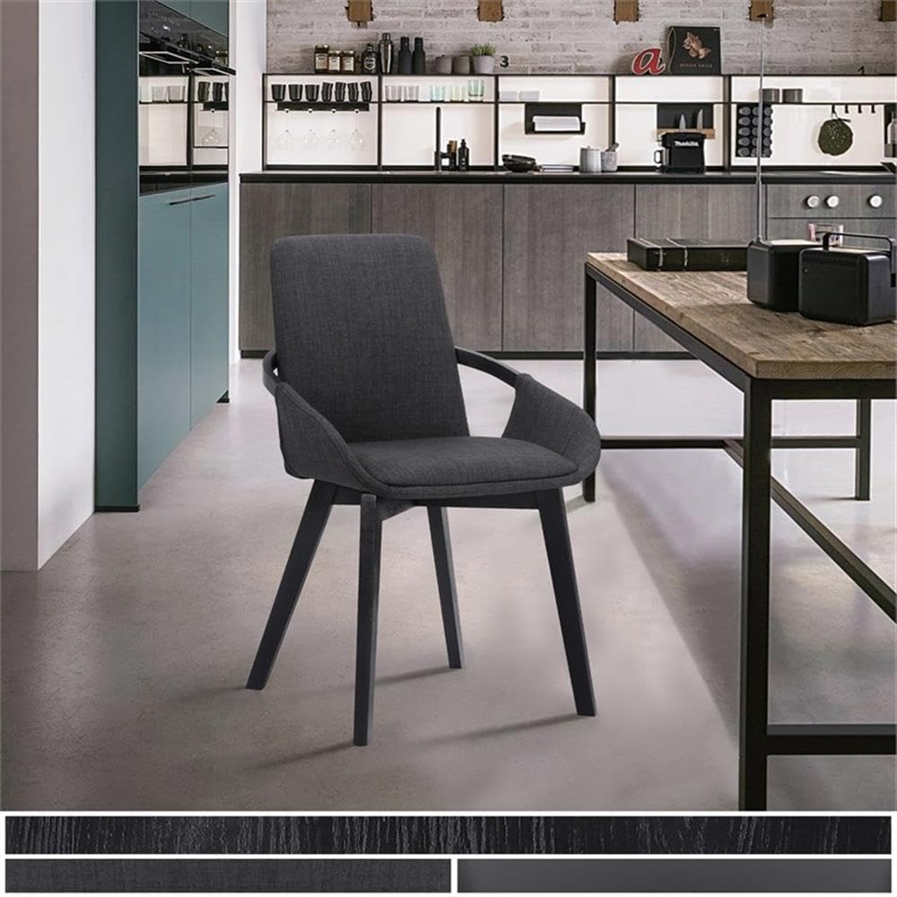 Armen Living Greisen Modern Wood Dining Room Chair - Charcoal Finish | Stylish & Comfortable for Home, Kitchen, Restaurant, and Office Use