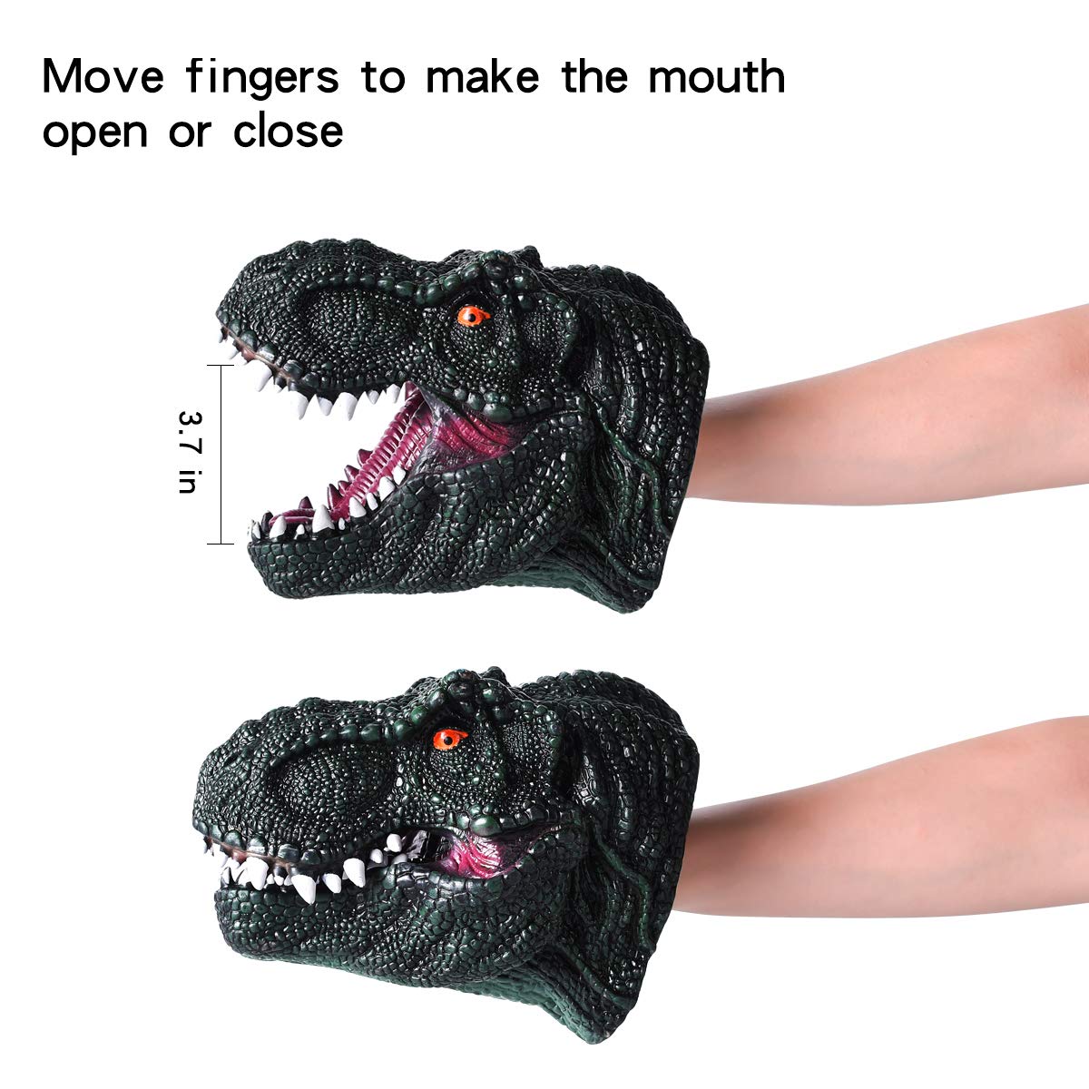 Realistic T-Rex Dinosaur Hand Puppet - Dark Green Tyrannosaurus Rex Head Puppet Toy for Kids & Adults | Halloween Costume, Party Decor, Role Play, Educational Toy & Gift Idea