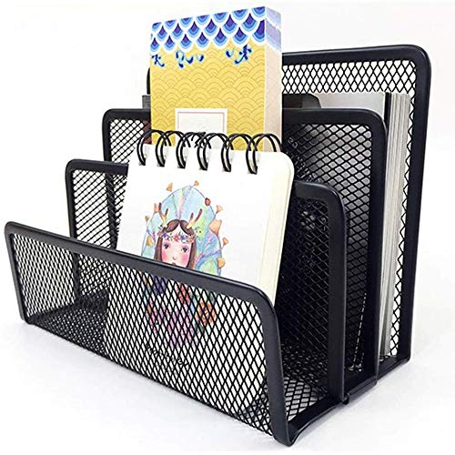 Metal Mesh Desk Mail Organizer - 2 Pack Black Small File Letter Holder for Home & Office - Perfect for Bills, Letters, and Office Supplies Storage