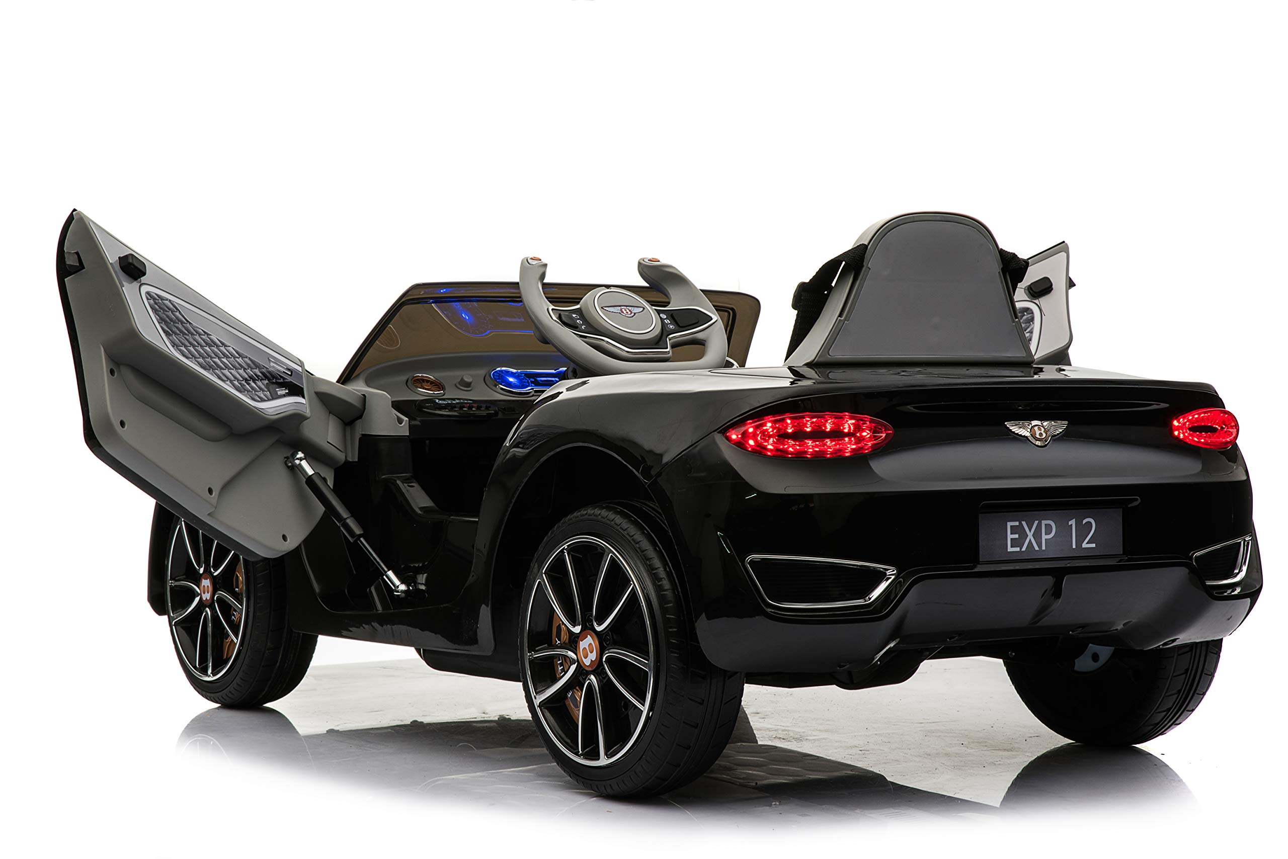 **Licensed Bentley EXP12 Kids Ride-On Toy Car - 12V Battery-Powered Electric 4-Wheeler with Parent Remote Control, Foot Pedal, 2 Speeds, Music, AUX & LED Headlights - Perfect for Outdoor Play & Birthday Gifts (Black)**