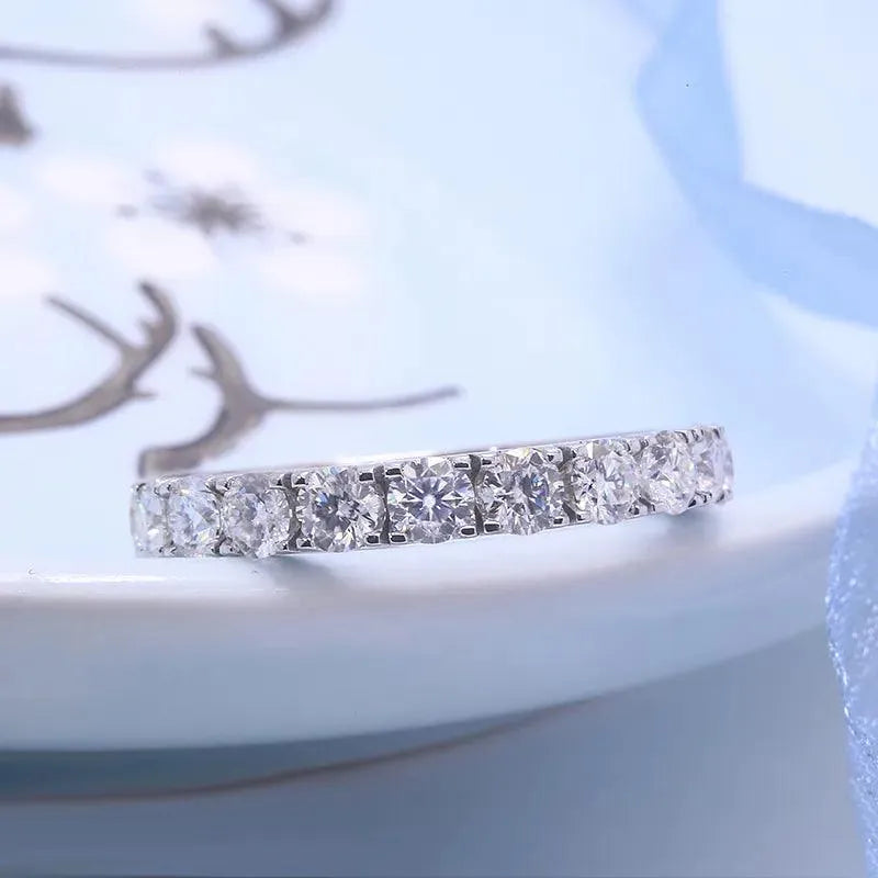 14K White Gold Round Moissanite Eternity Band 2.5mm 1.5ctw DF Color for Women - Perfect Wedding Ring, Anniversary Gift & Everyday Luxury Jewelry