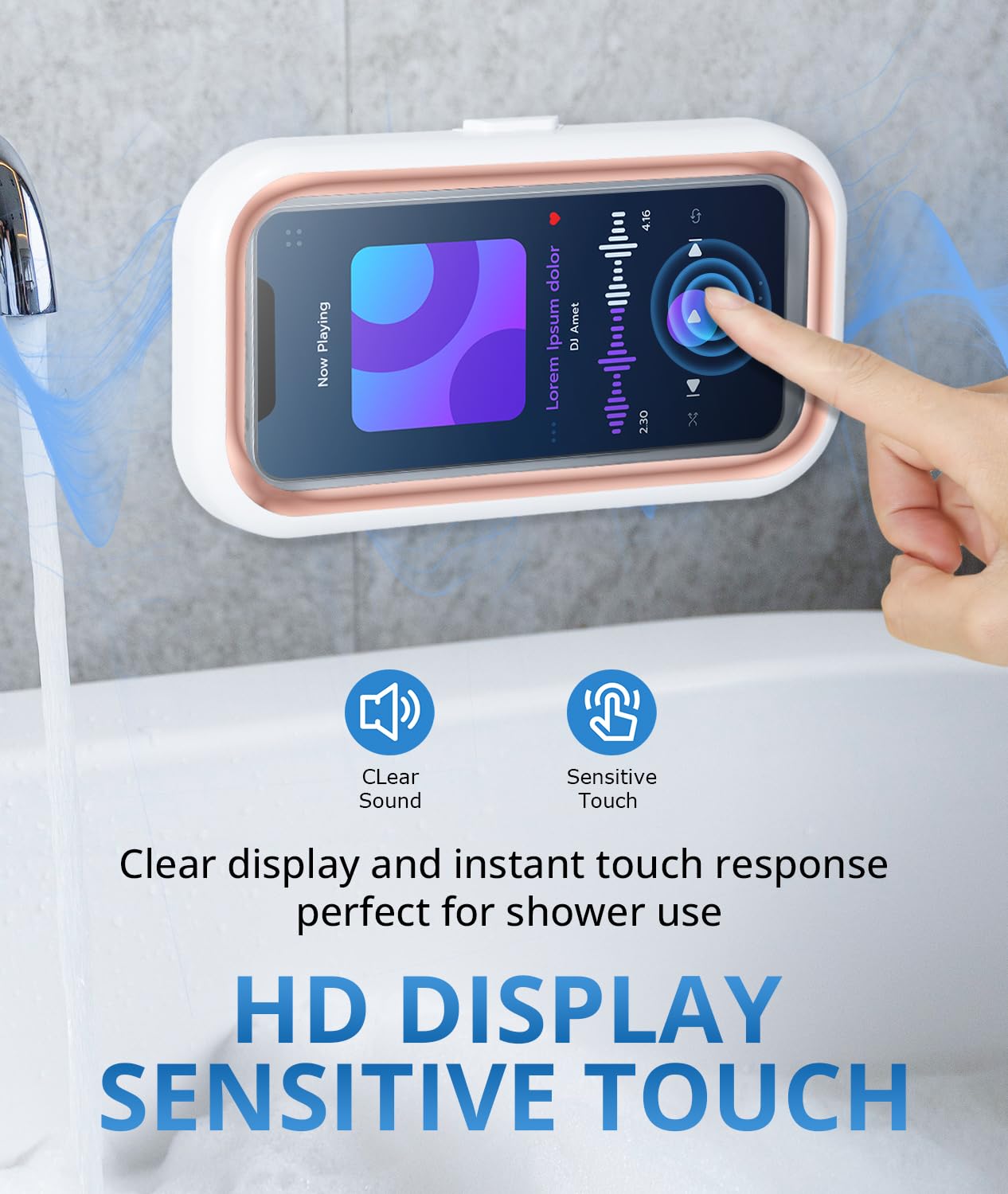 Waterproof Shower Phone Holder with 480° Rotation - Universal Bathroom Phone Mount for Wall, Mirror, and Bathtub - Durable Shower Phone Case for 4-7