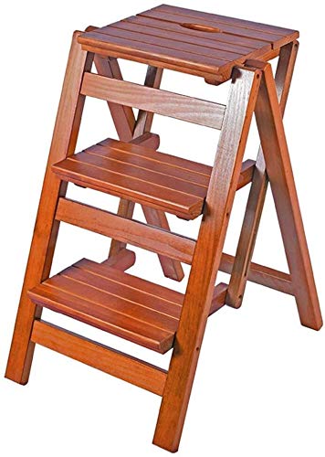 Foldable Step Stool Kitchen Multifunctional Ladder Chair, Shoe Storage Bench, Flower Stand, Light Walnut - Perfect for Home, Office, and Storage Organization