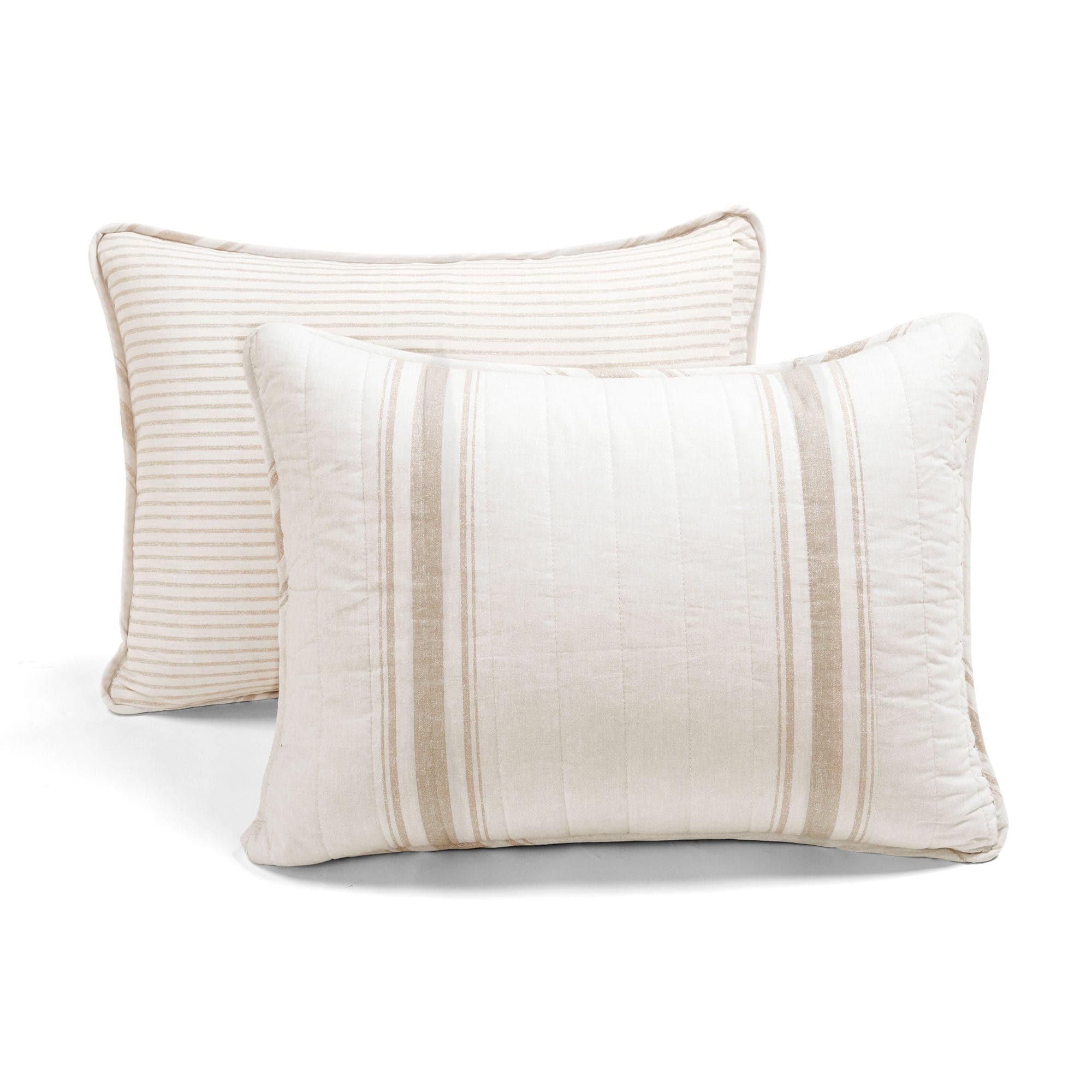 Farmhouse Stripe Reversible Cotton Quilt Set - Queen Size Bedding with Matching Pillow Shams - Soft & Breathable Comforter for Cozy Bedroom Decor - Perfect for Guest Rooms, Master Bedrooms & Airbnb Stays