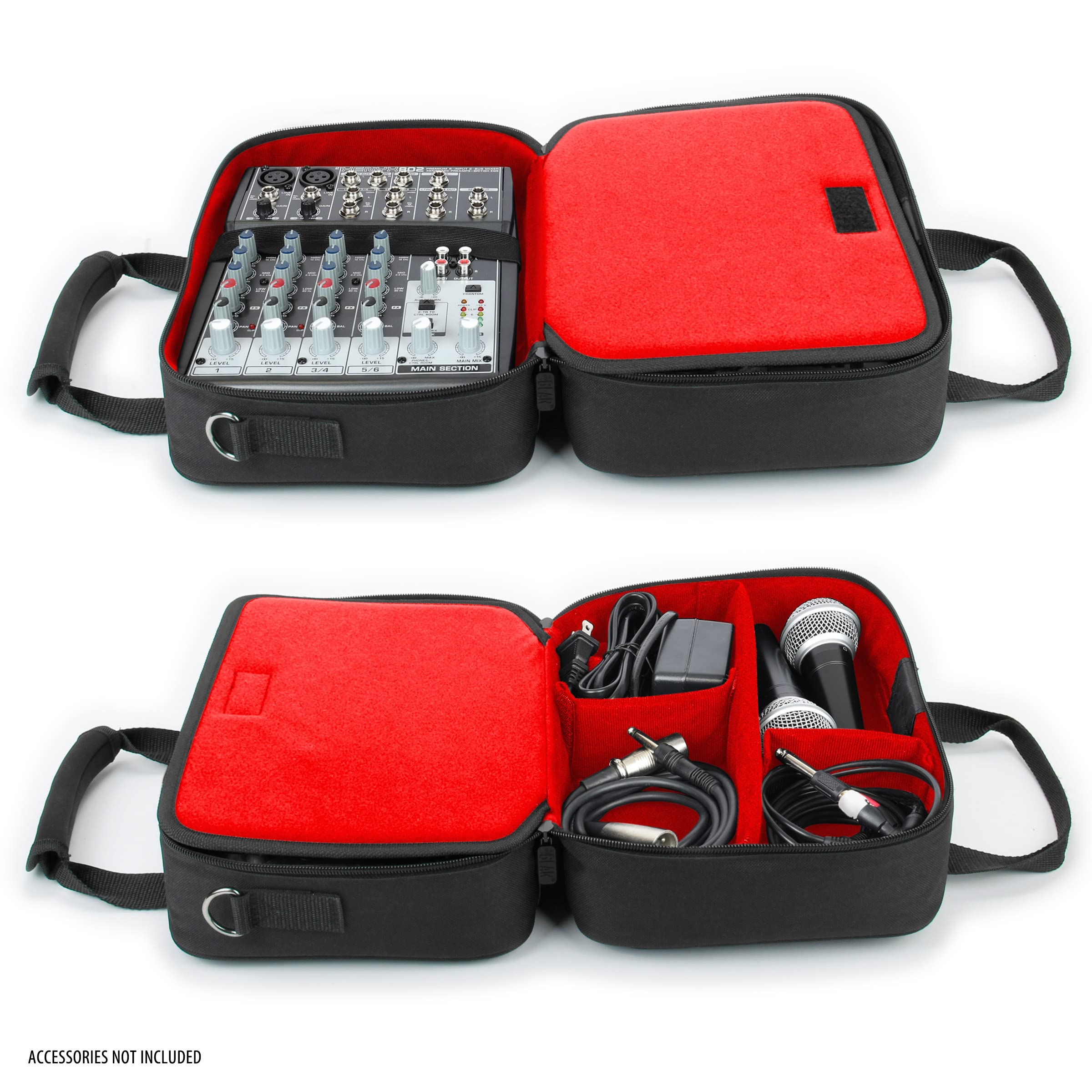 USA Gear Professional DJ Mixer Case - Durable Mixer Bag with Custom Storage for Cables, Mics & Adapters | Perfect for DJ Gigs, Studio Sessions & Live Performances
