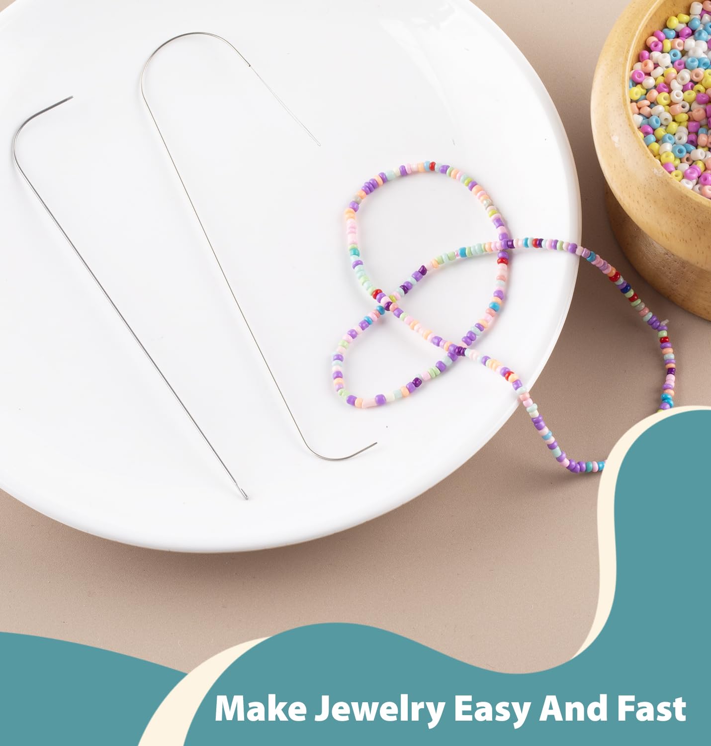 Clay Bead Spinner Needles - 12pcs Big Eye Bending Jewelry Making Needles for Clay Beads & Seed Beads | Perfect for Bracelet, Necklace & DIY Jewelry Crafting | Ideal for Beading Projects & Handmade Accessories