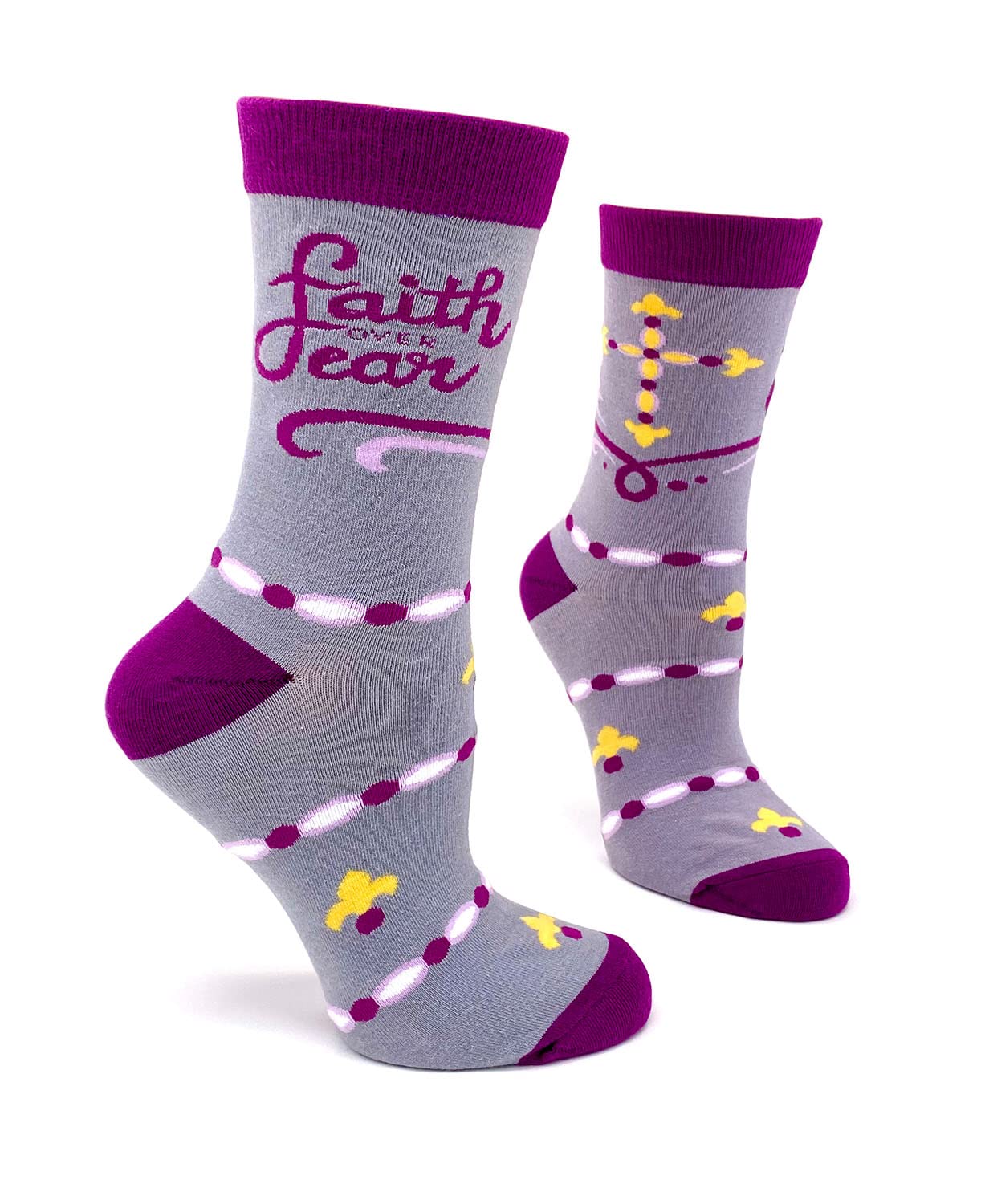 Faith Over Fear Inspirational Women's Crew Socks - Motivational Novelty Socks for Women - Perfect for Workouts, Church, and Daily Encouragement