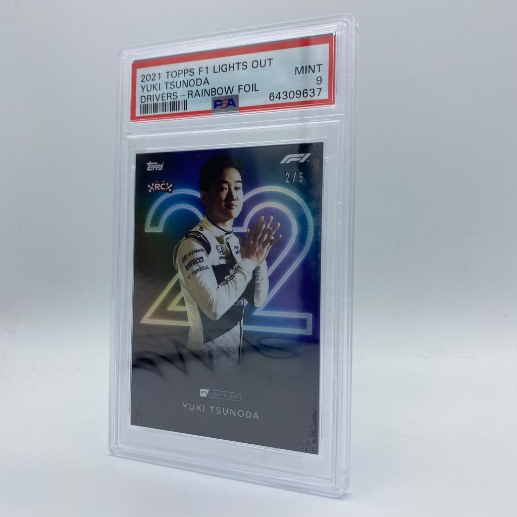 PSA 9 Graded 2/5 Yuki Tsunoda F1 Driver Rainbow Foil Trading Card - Perfect for Collectors, Racing Fans & Investment