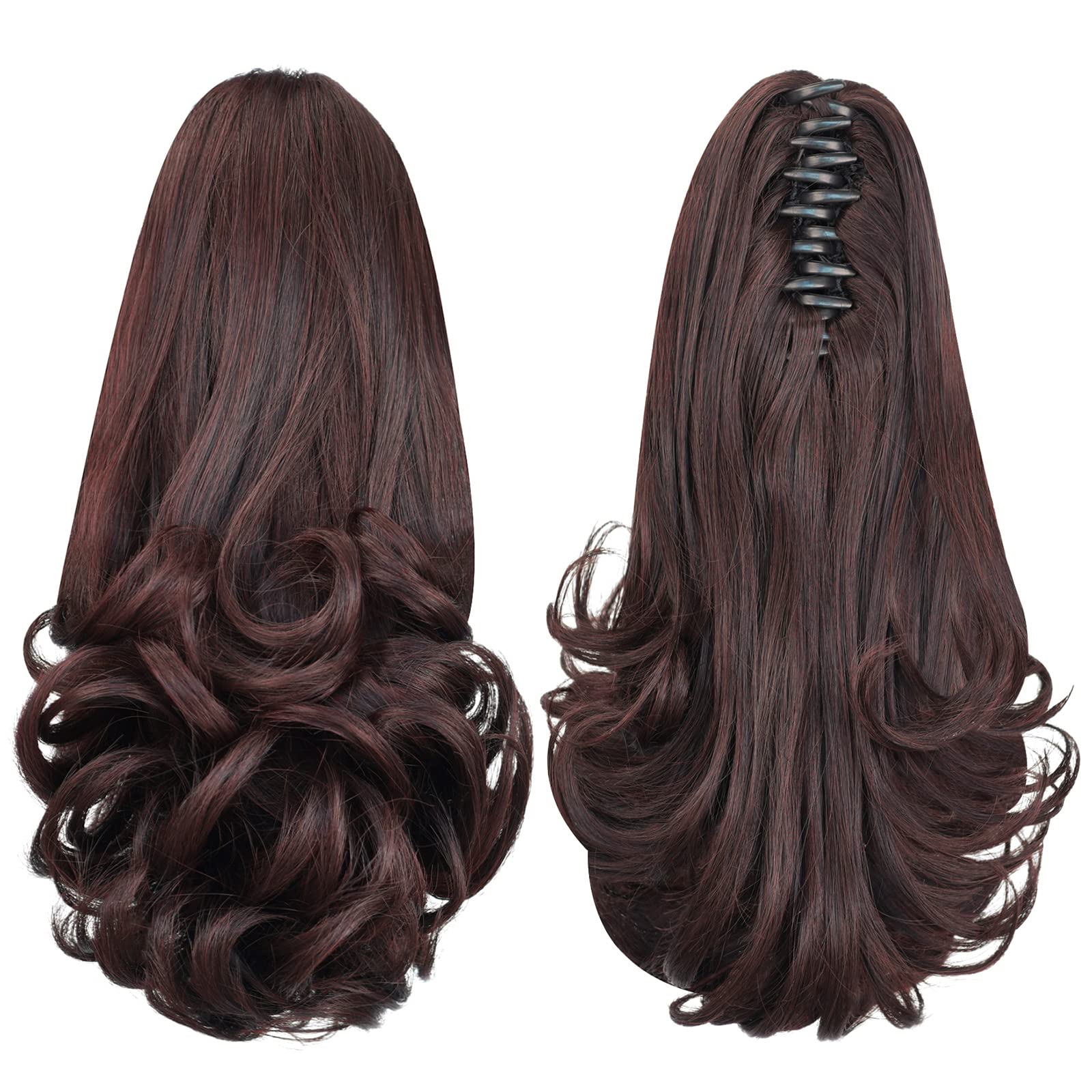 Natural Straight Ponytail Hair Extension with Claw Clip - Seamless Blonde Brown Black Hairpiece for Women - Perfect for Parties, Weddings & Everyday Styling