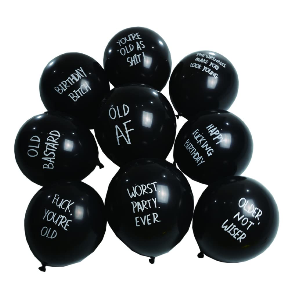 12-Pack Funny Insult Party Balloons with 9 Hilarious Phrases - Perfect for Men's Birthday Parties & Bachelorette Decorations | Great for Roasts, Gag Gifts & Adult Humor Events